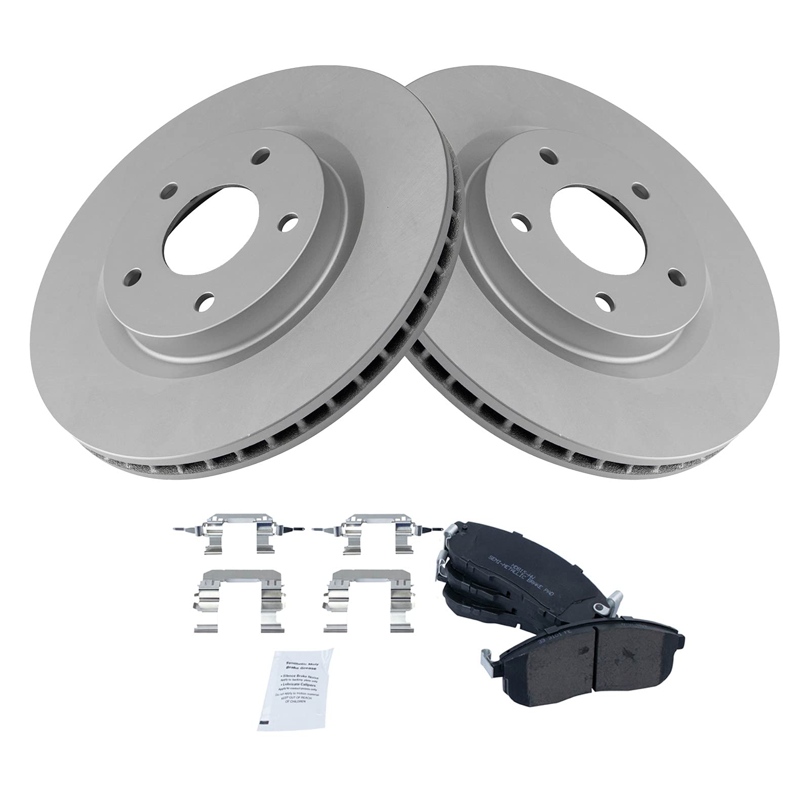 Trq Front Brake Pad & Rotor Kit Brake Pads Brake Rotor Semi-Metallic Vented Premium G-Coated Compatible With 2007-2012 Nissan Se