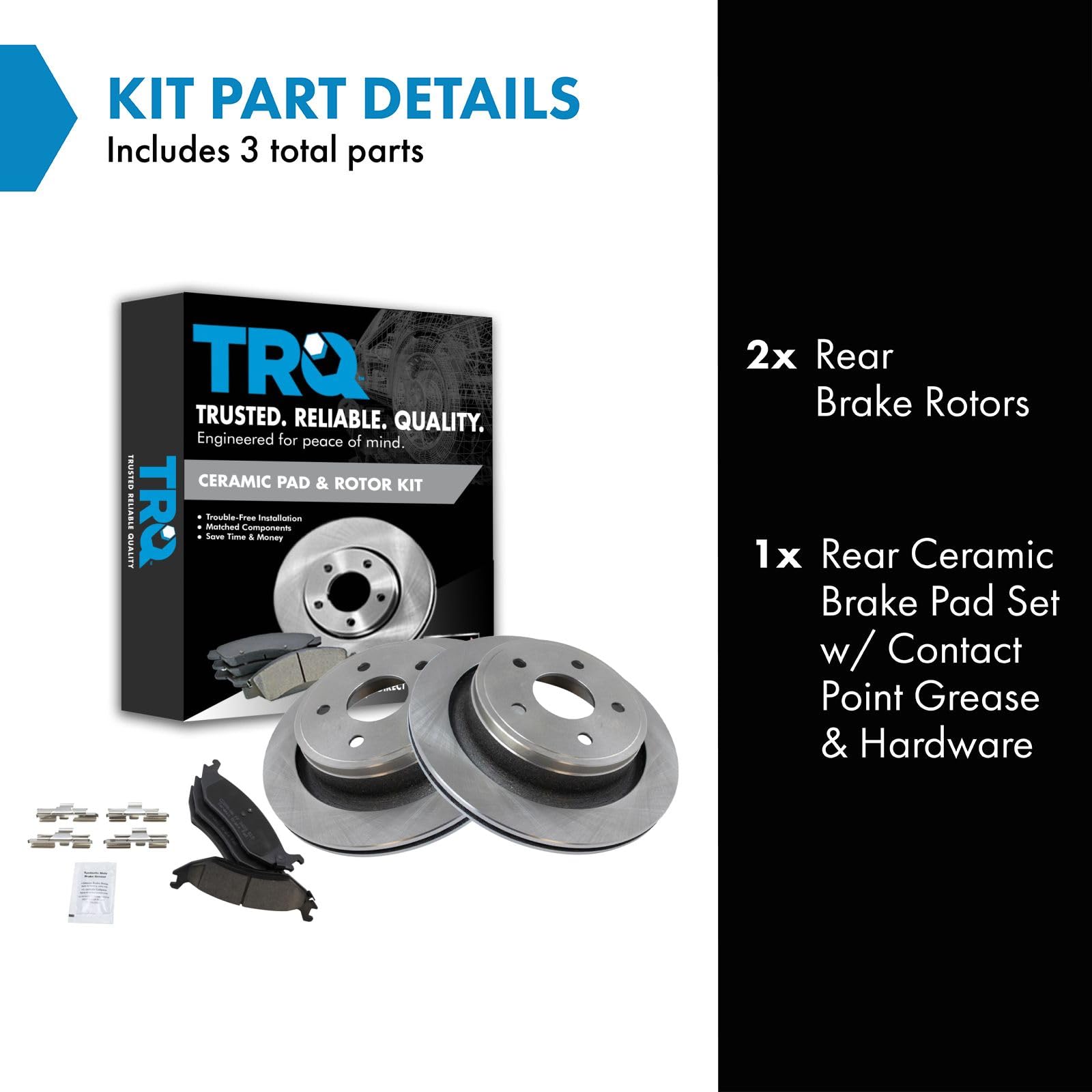 TRQ Rear Brake Pad & Rotor Kit Brake Pads Brake Rotor Ceramic Compatible with 2007-2009 Chrysler Aspen 2005-2009 Dodge Durango 2