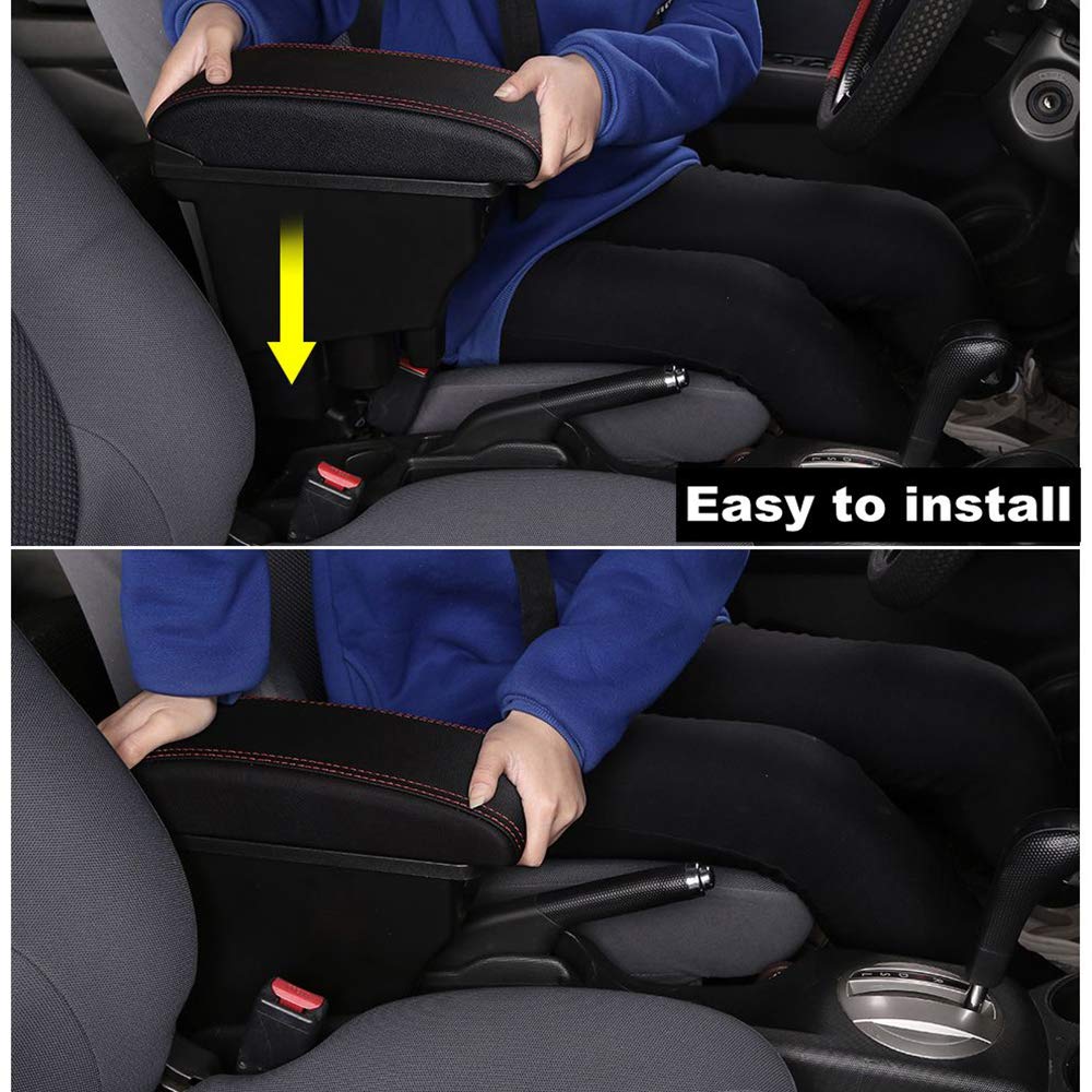 Yjywzh Armrest Box For Toyota Hilux Center Storage Box Organizer Interior Hand Centre Consoles With 3 Usb Port Arm Rest Double-Layer Black Accessories