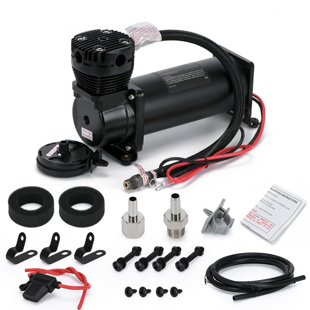 Ptnhz Universal 1/4 Npt Dc 12V 480C 200 Psi Control Air Bag Suspension Compressor/Pump Ride Kit For Auto/Motorcycle