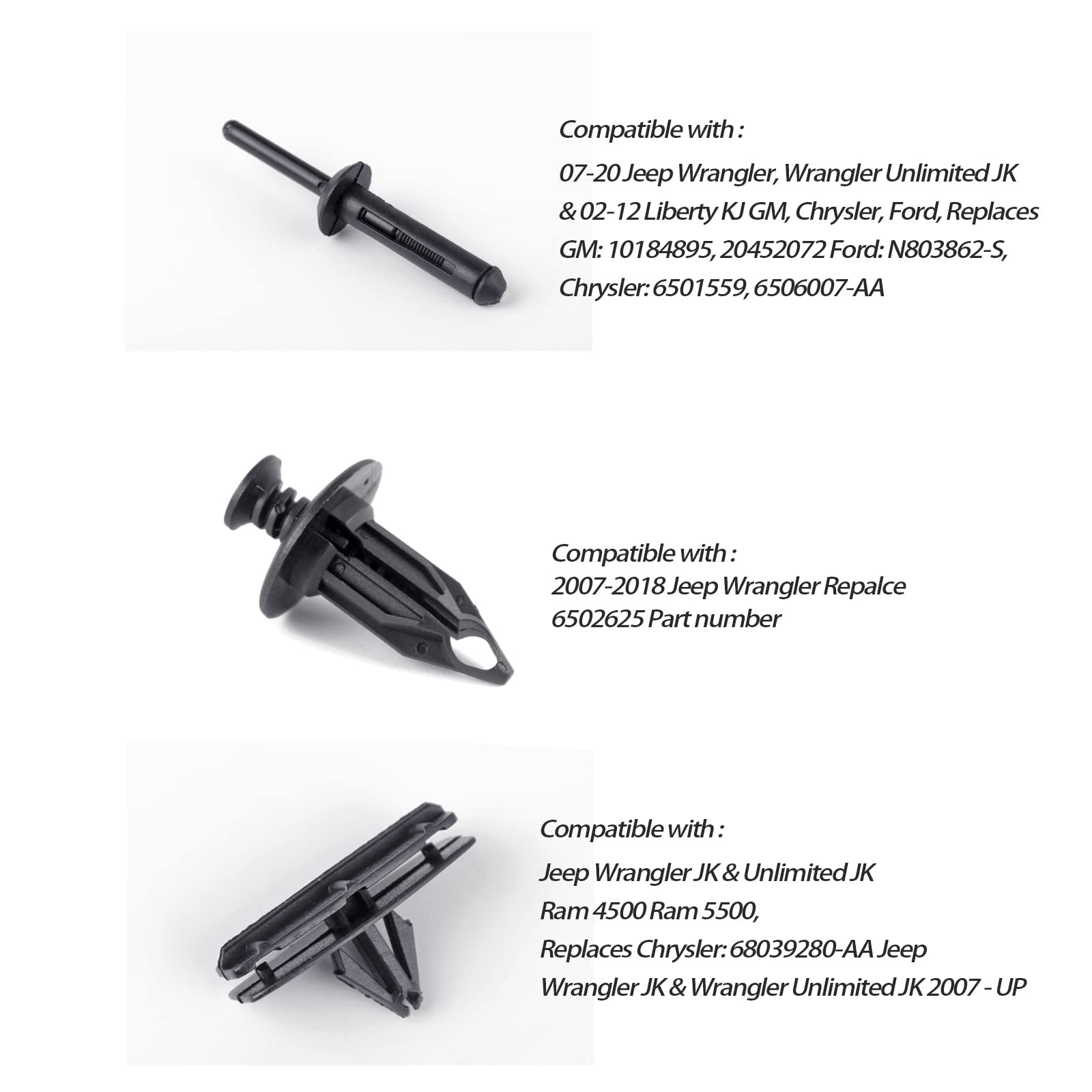 UNIGT 6 in 1 Bumper Retainer Clips with Fastener Remover Compatible with Jeep Wrangler Chrysler Dodge Ram Plastic Rivets Replace