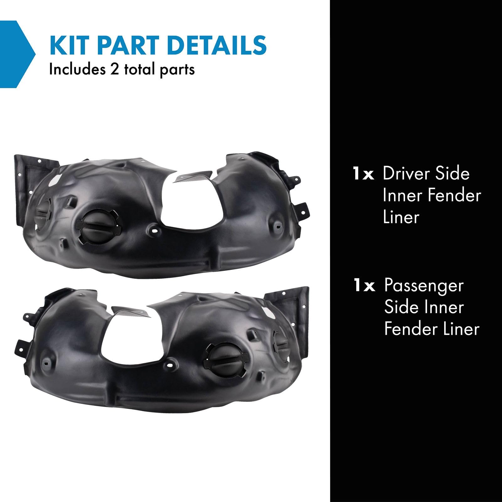 Trq Inner Fender Liner Set Compatible With 2009-2015 Mini Cooper Mc1248103 Mc1249103
