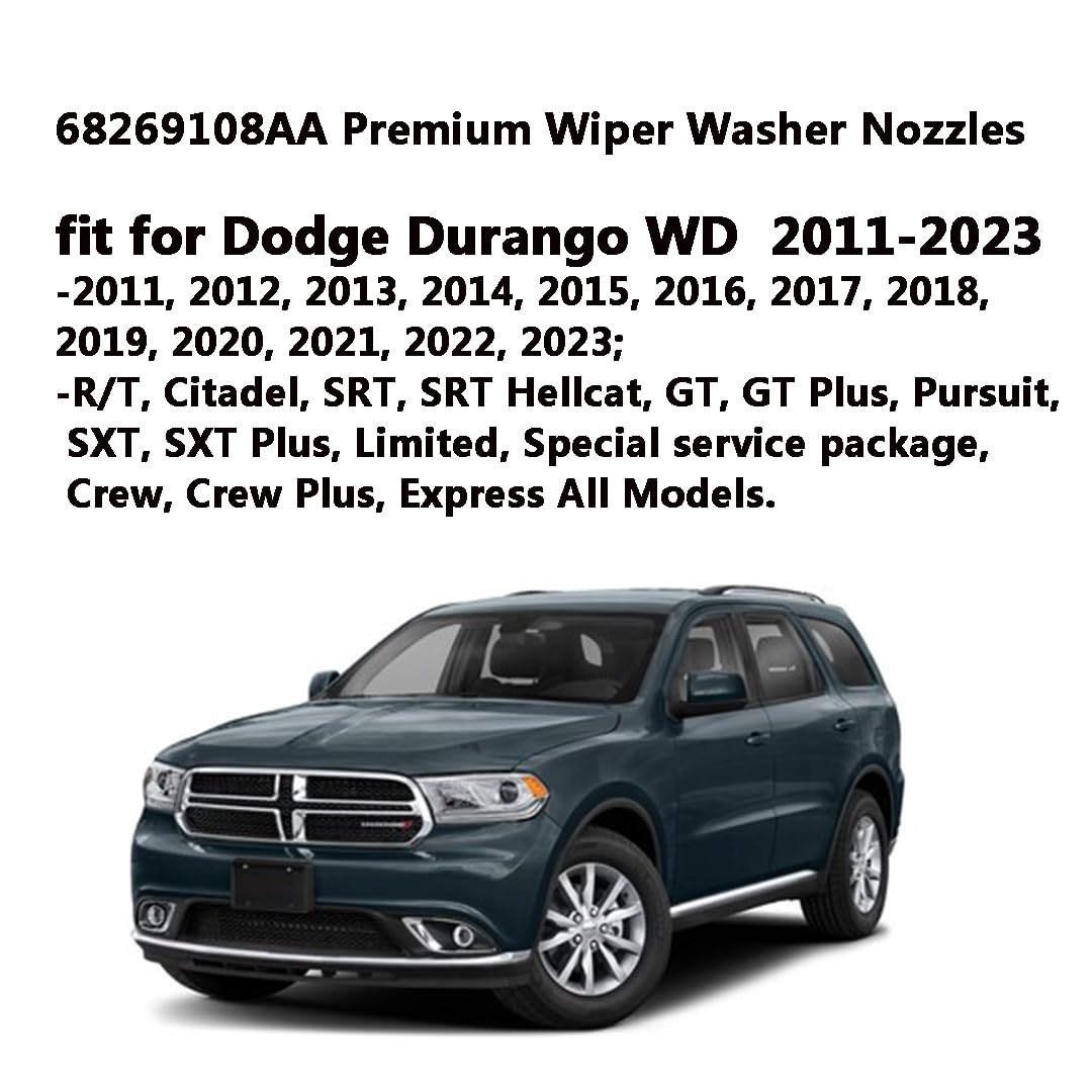 68269108Aa Durango Premium Wiper Washer Nozzles Fit For 2011-2023 Dodge Durango Wd Windshield Washer Fluid Jet Nozzle | Easy To