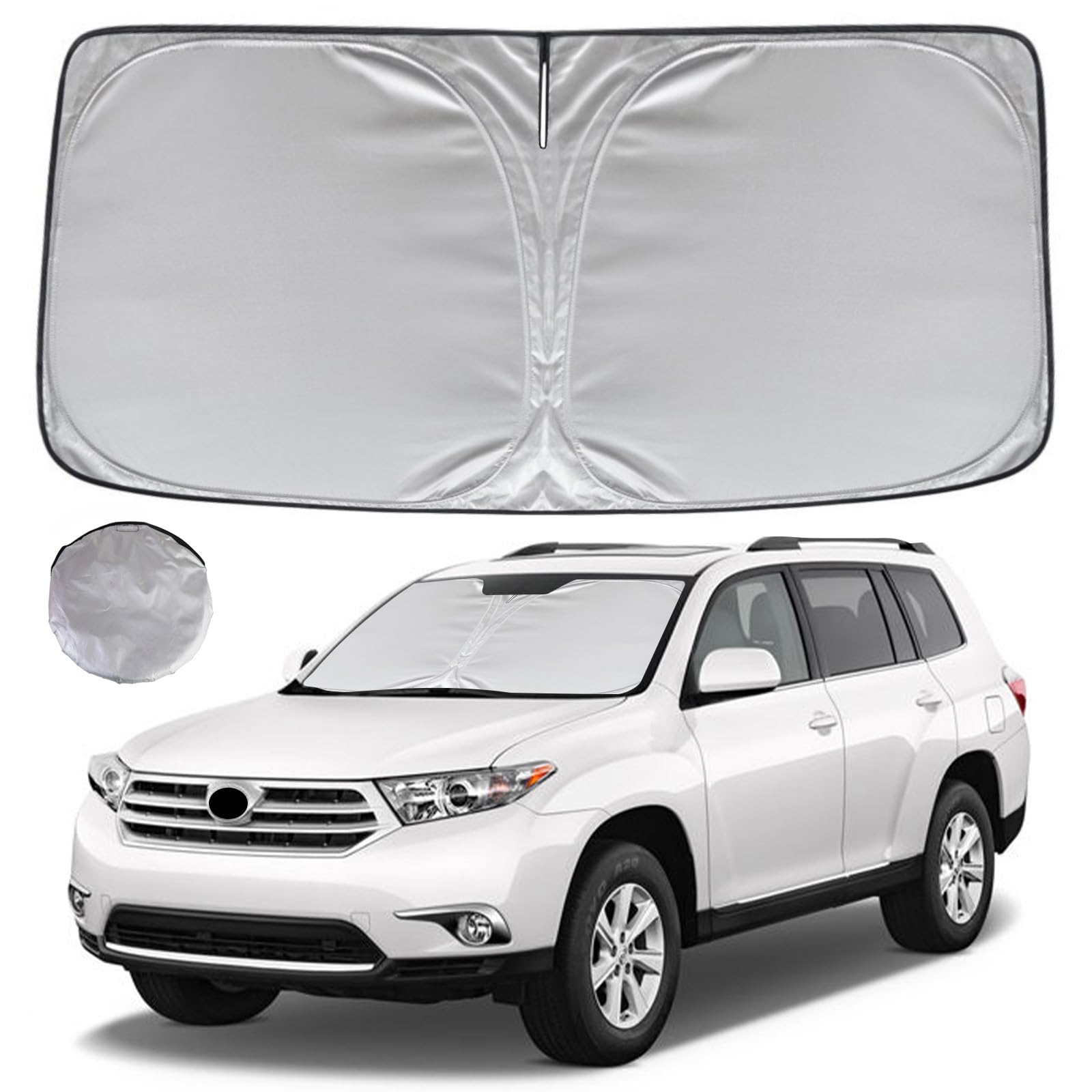 Kayzt Windshield Sun Shade For 2008-2013 Toyota Highlander Foldable Sunshade Front Window Custom Fit Car Accessories
