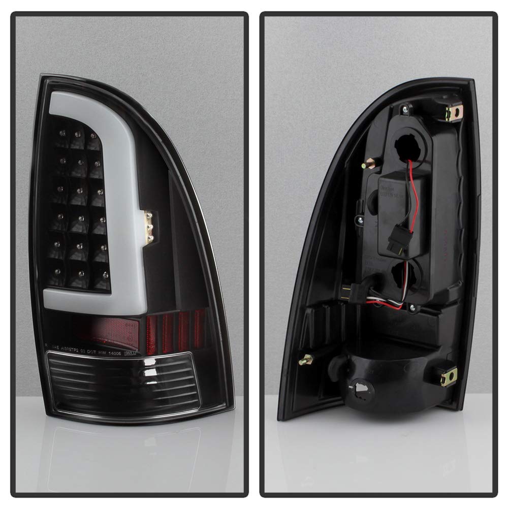 Acanii - For [Light Bar Design] 2005-2015 Toyota Tacoma Pickup Black Housing Led Tail Lights Brake Lamps Set Left+Right