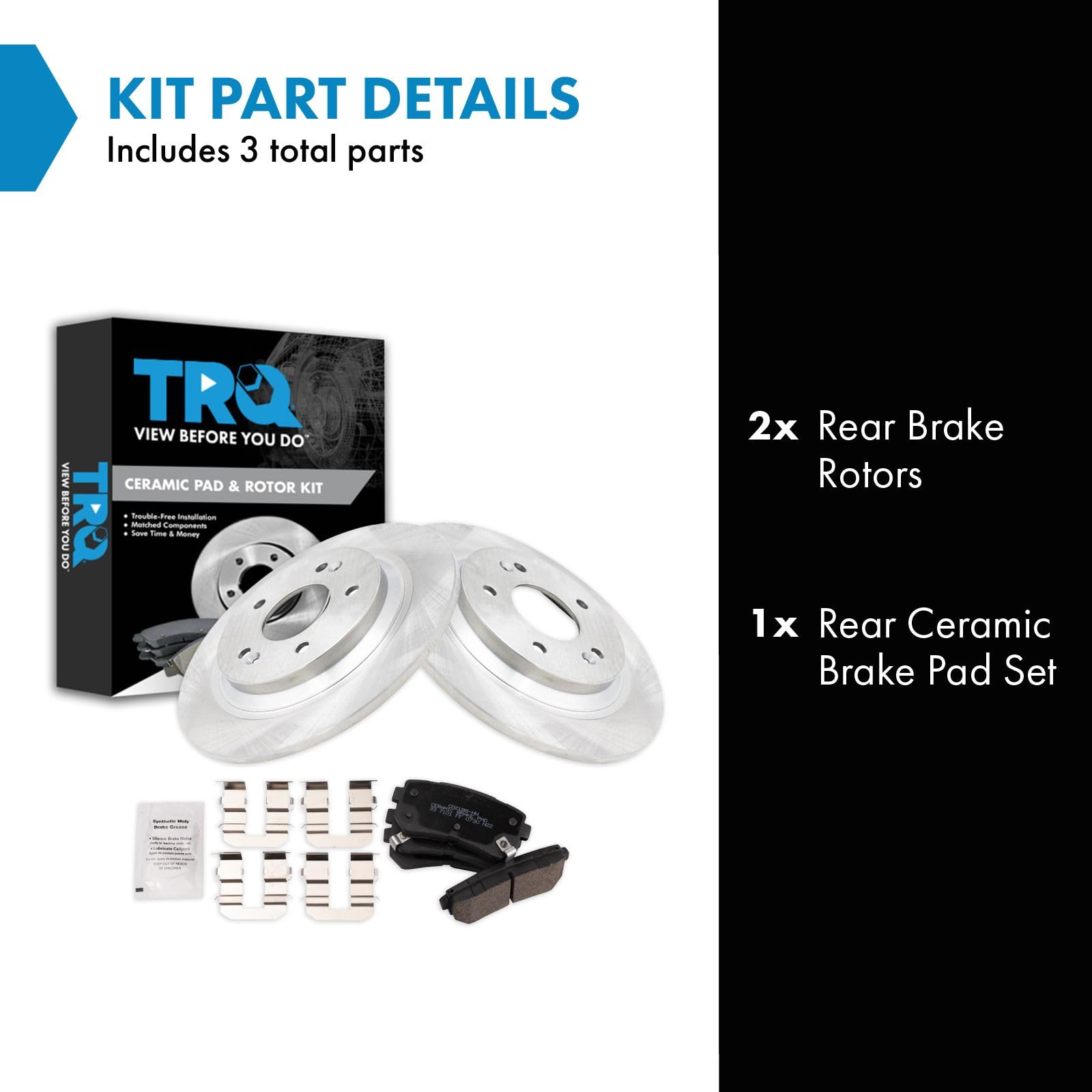 Trq Rear Brake Pad & Rotor Kit Brake Pads Brake Rotor Ceramic Compatible With 2018-2020 Hyundai Kona