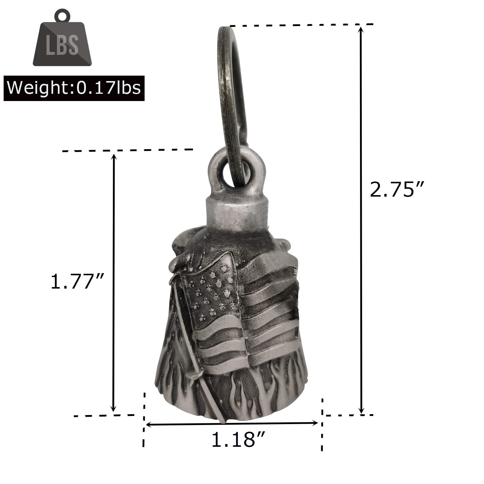 Dream Apparel Motorcycle us flag rider bell for bikers,heavy spirit bells accessory and key chain for luck (DBL4-L US flag)