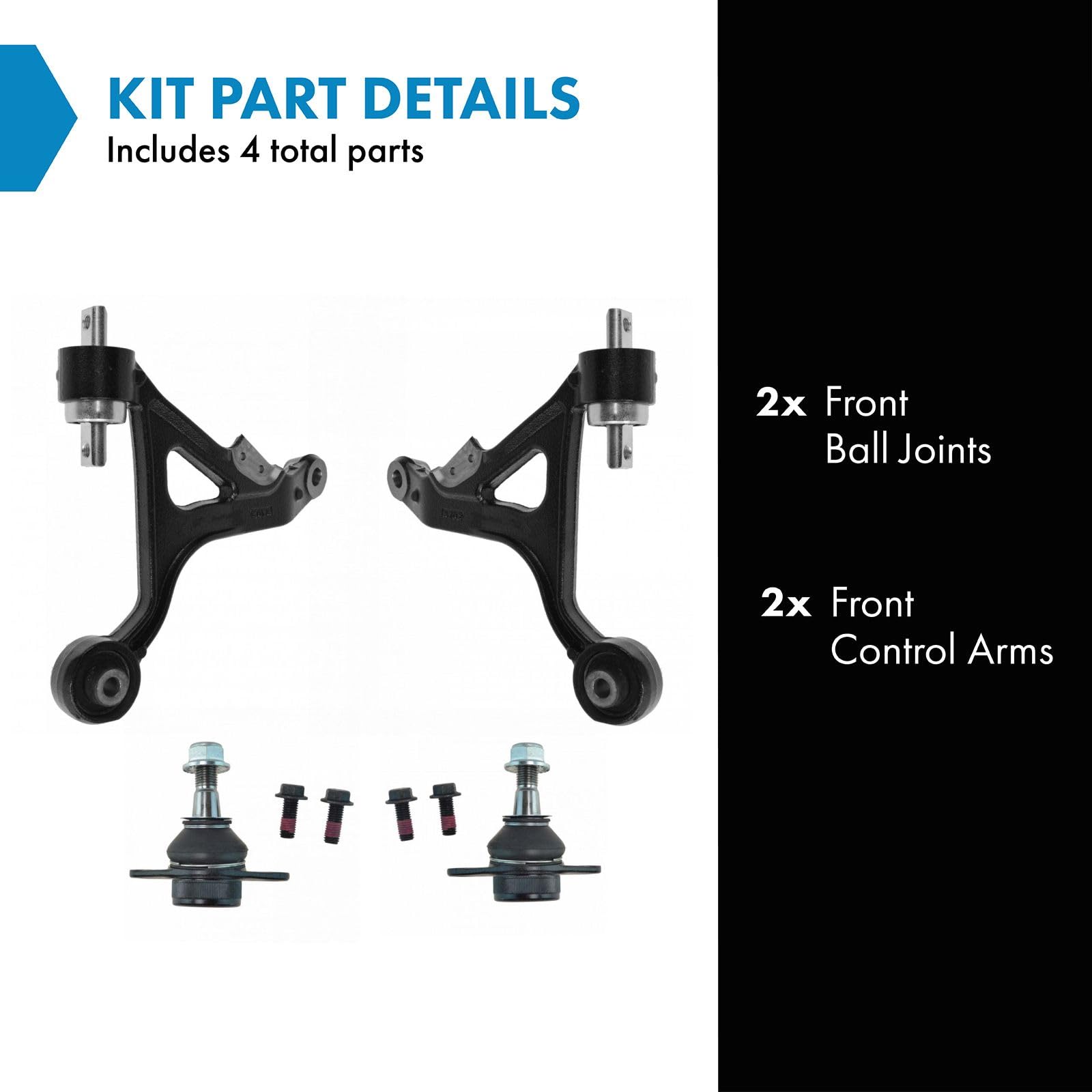 TRQ Front Control Arm with Ball Joint Set Compatible with 2007-2009 Volvo S60