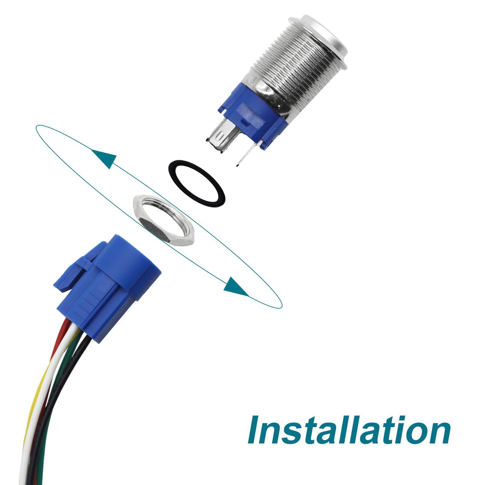 GEPHYNM 2PCS Horn Button, Momentary Push Button Switch, Horn Switch for Car Modification, Push Button Switch a Tail Plug Harness