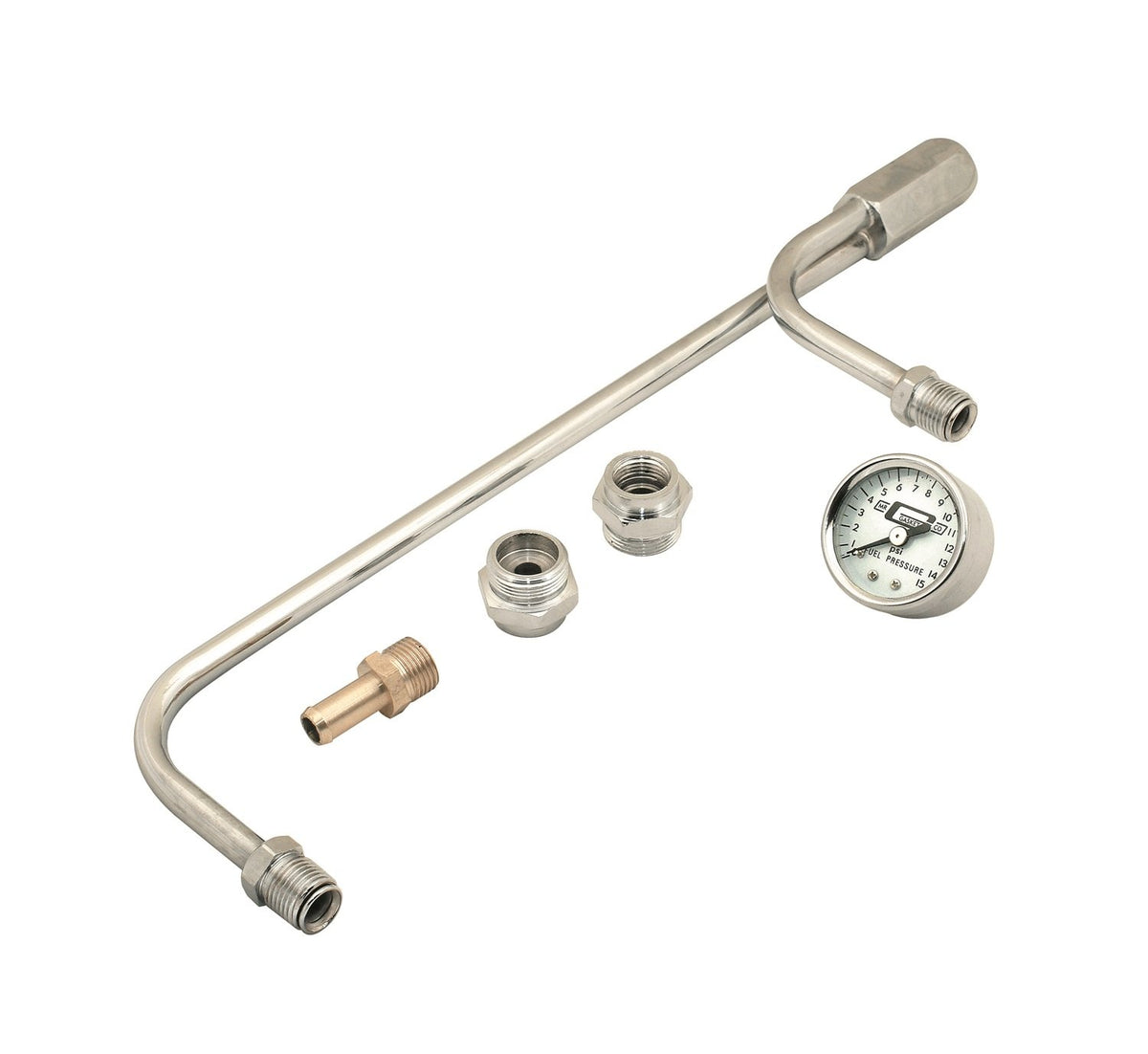 Mr. Gasket 1559 Chrome Plated Fuel Line With Pressure Gauge