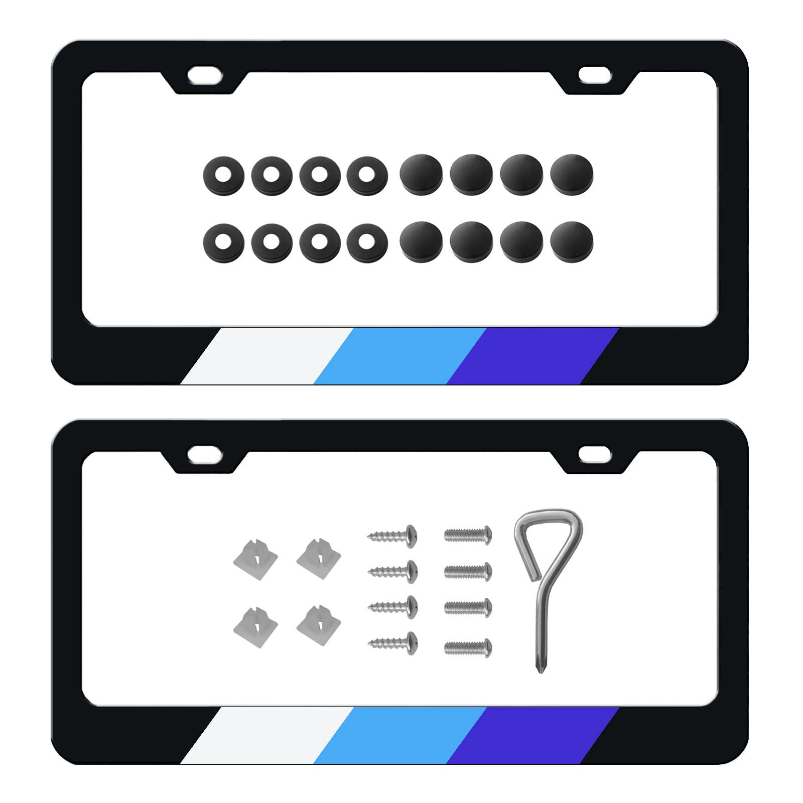 2 Pack Tri-Color Sport License Plate Frame, Aluminum Alloy 3 Color Sports License Plate Cover Holder Compatible for Toyota Tacom