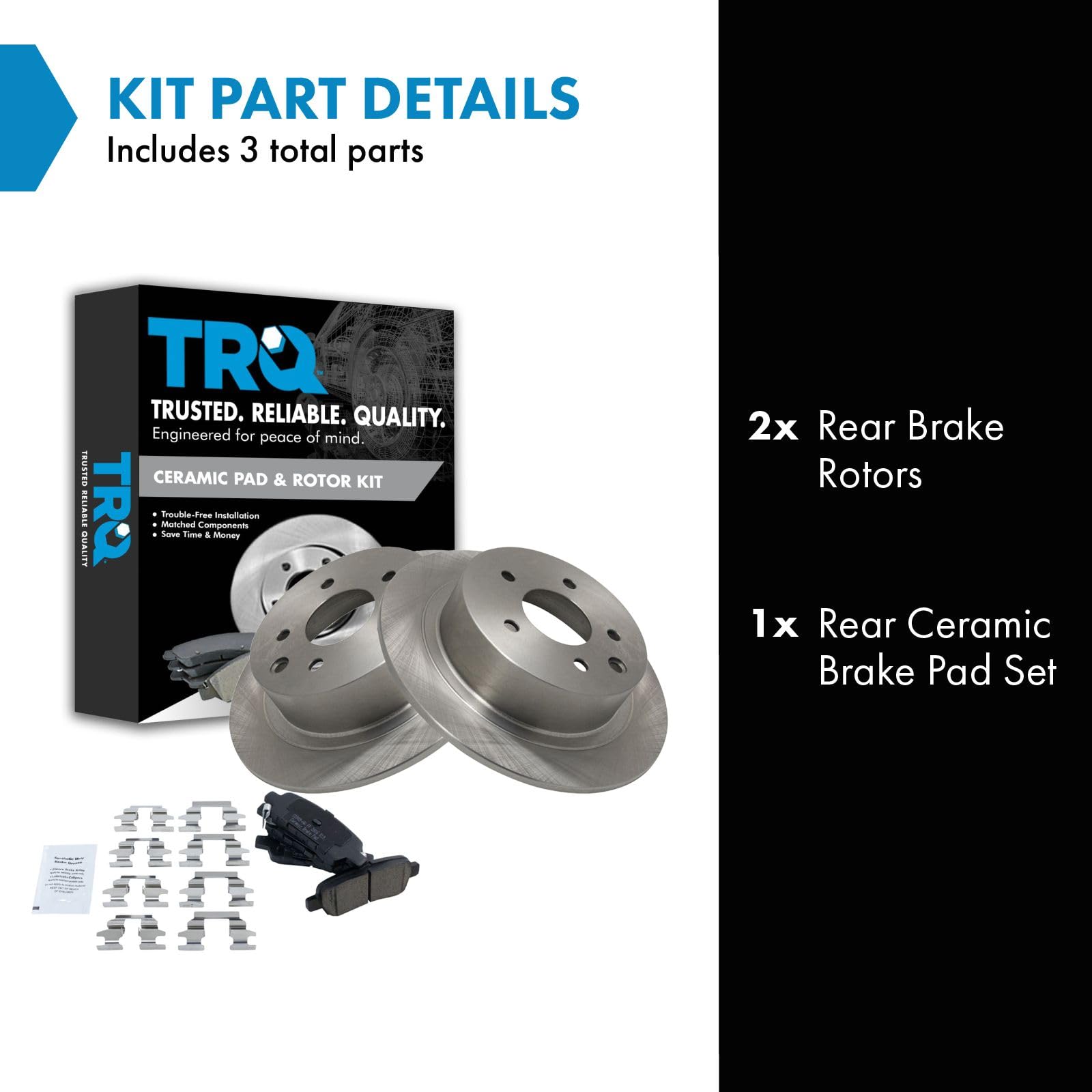 Trq Rear Brake Pad & Rotor Kit Brake Pads Brake Rotor Ceramic Compatible With 2002-2022 Nissan Altima 2011-2017 Juke 2004-2018 M