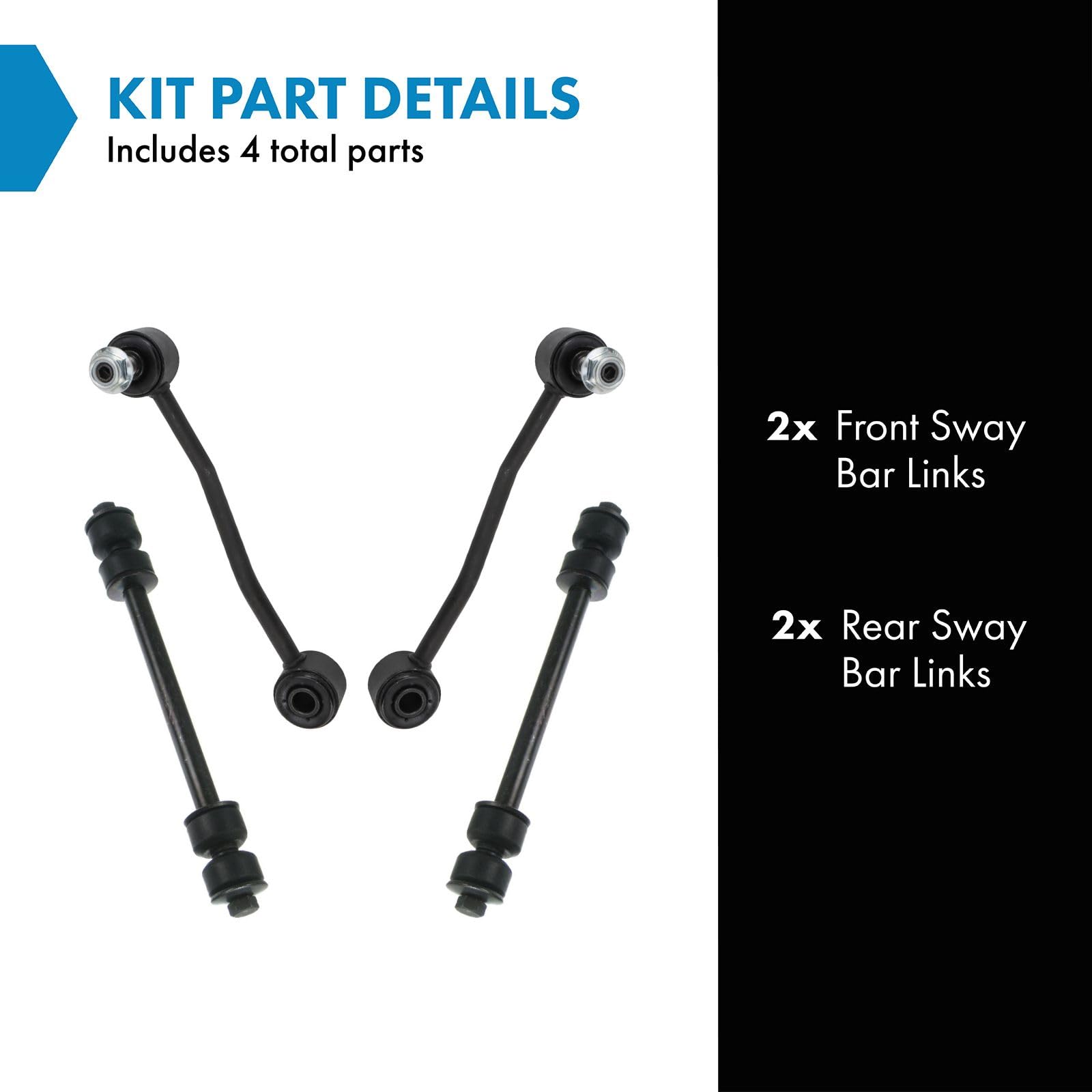 Trq Front & Rear Sway Bar Stabilizer Link Set Compatible With 1998-2011 Ford Ranger 2001-2009 Mazda B2300 1998-2001 B2500 1998-2