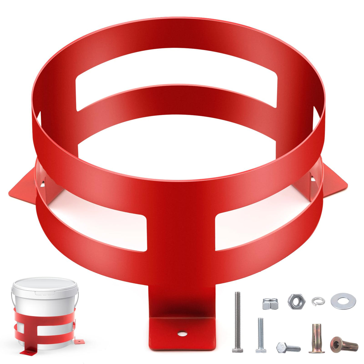 Kritkin 1 Pcs 5 Gallon Bucket Holder 11.6 x 6.5 Inch Red Bucket Holder Mount for RV, Truck, Cart