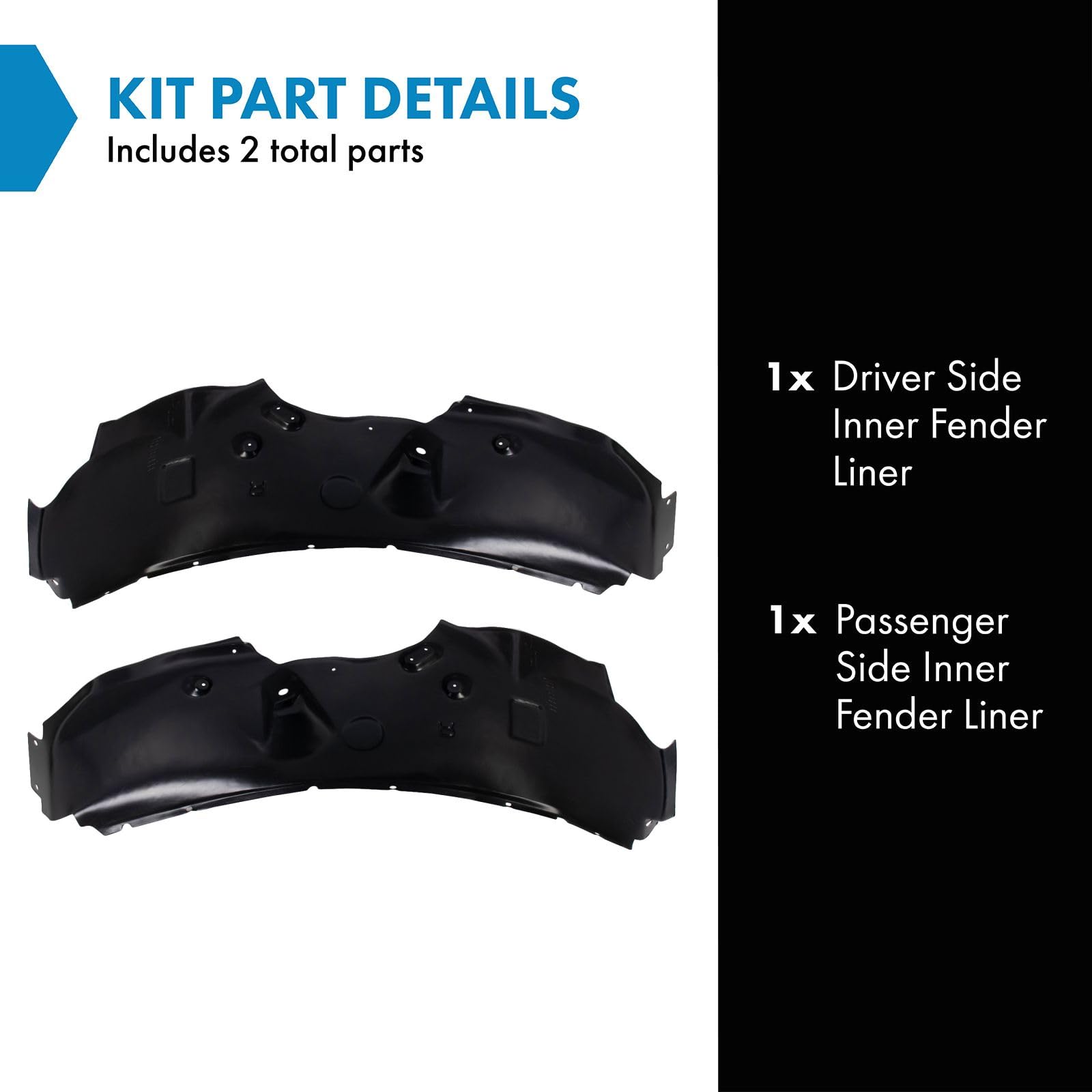Trq Inner Fender Liner Set Compatible With 2008-2010 Ford F-250 Super Duty F-350 Super Duty Fo1248135 Fo1249135
