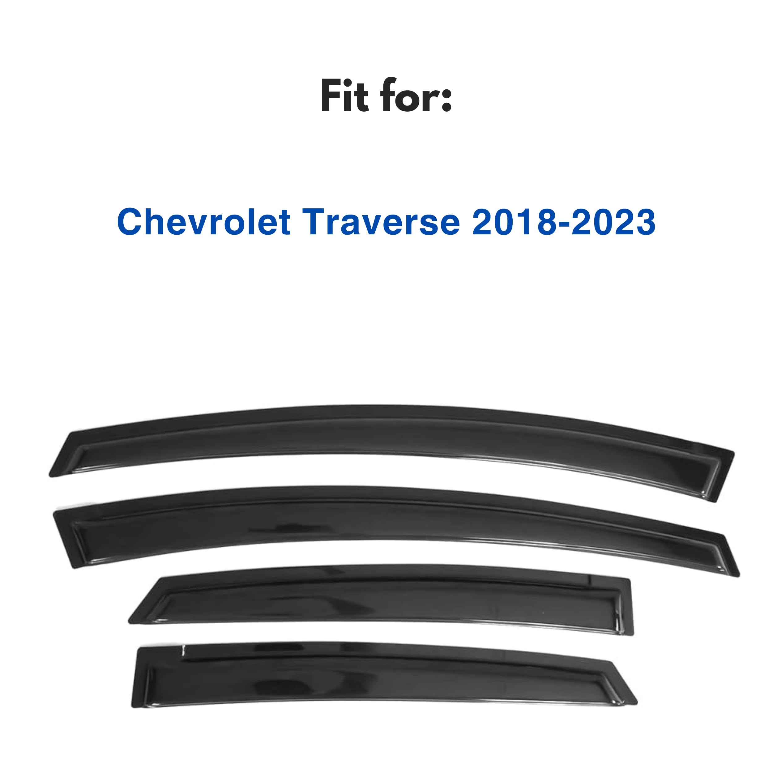 Ig Window Visor For Chevy Chevrolet Traverse 2018-2023, Rain Guard Tape-On Extra Durable Sun Wind Side Vent Window Deflector, 20