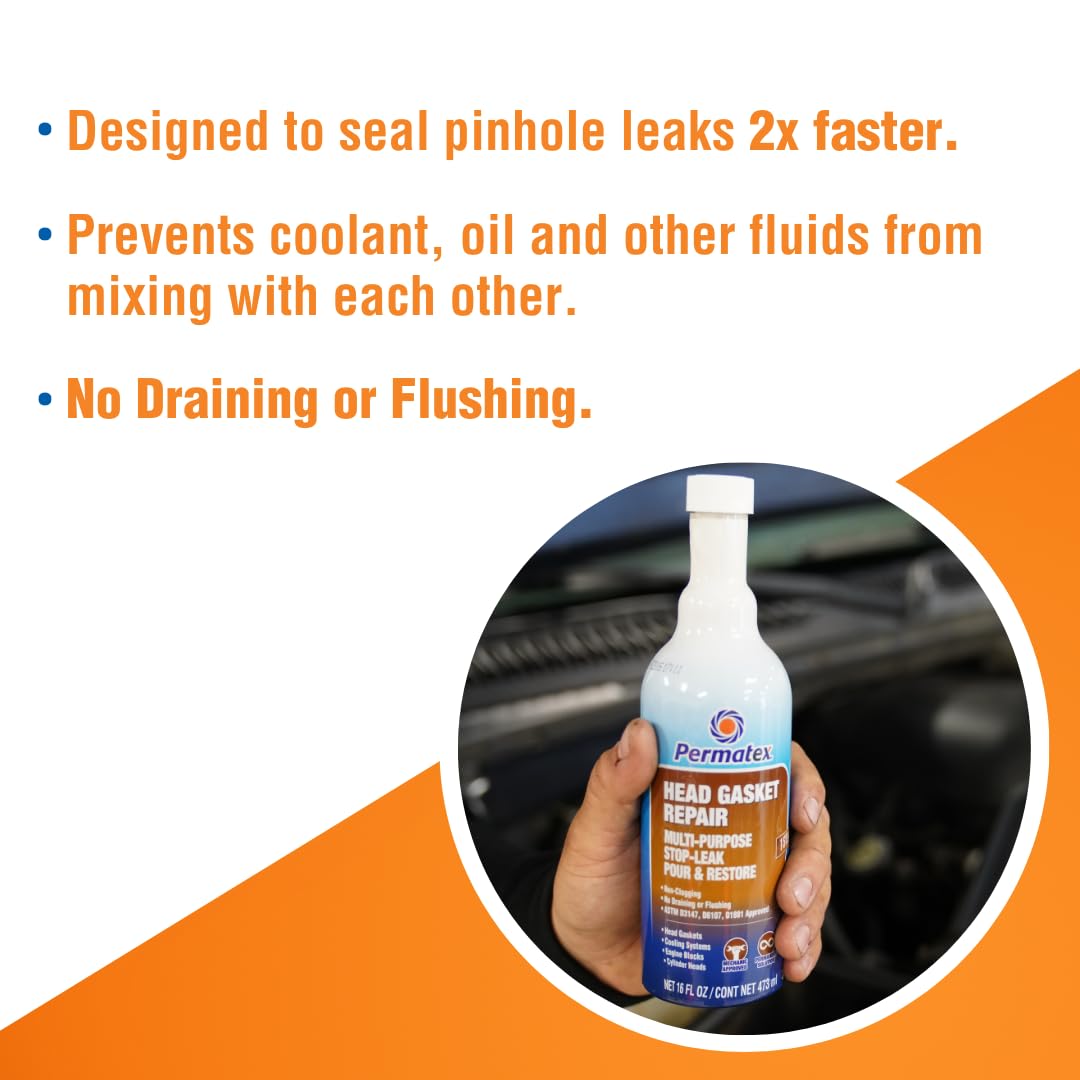 Permatex 30300 Head Gasket Repair - Multi-Purpose Stop-Leak, 16 Fl. Oz, Seals Head Gaskets While Preventing Future Leaks