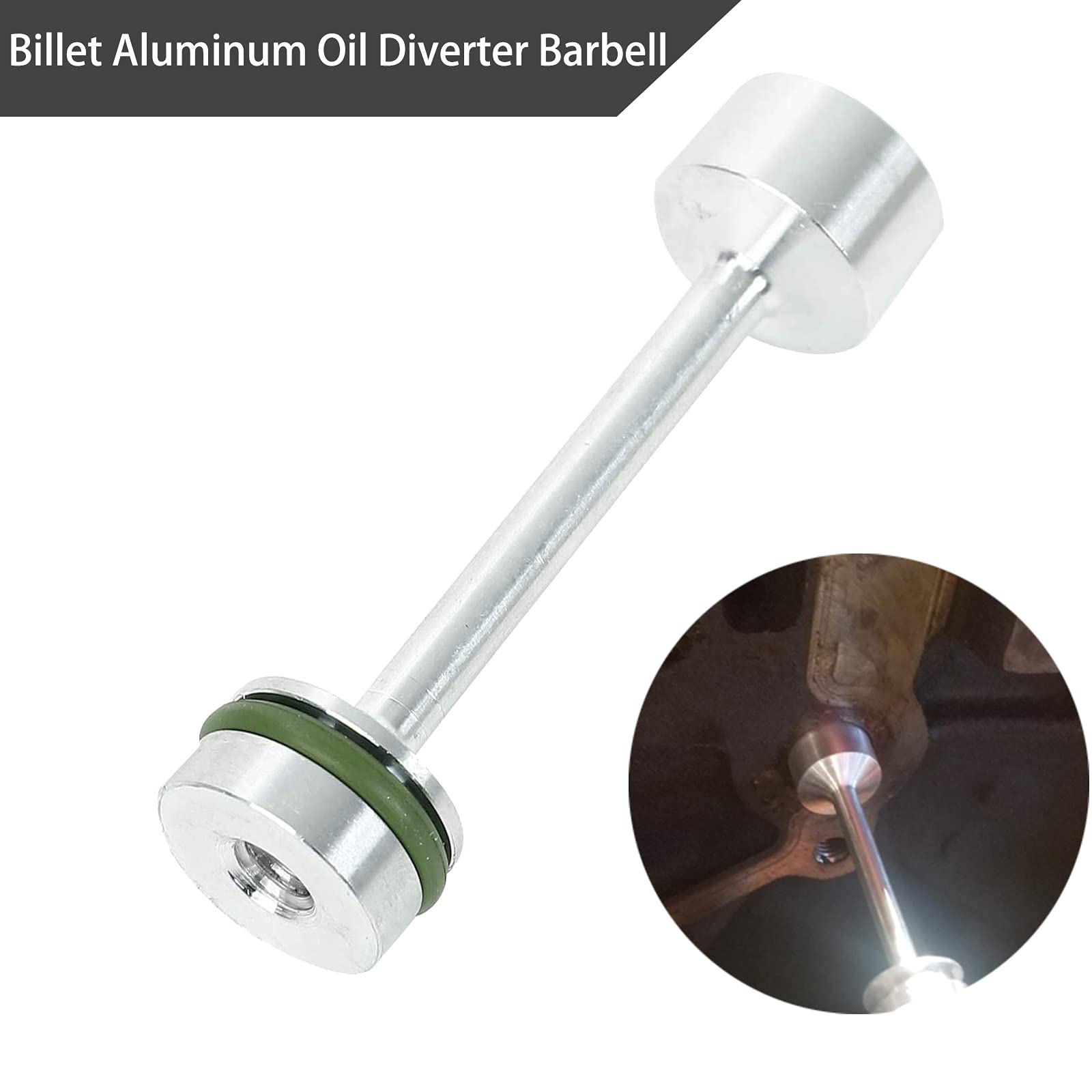 BLACKHORSE-RACING LS Billet Aluminum Oil Diverter Barbell & Oil Valve Plug & Oil Pickup Tube Hold Down Kit Compatible with GM Ge