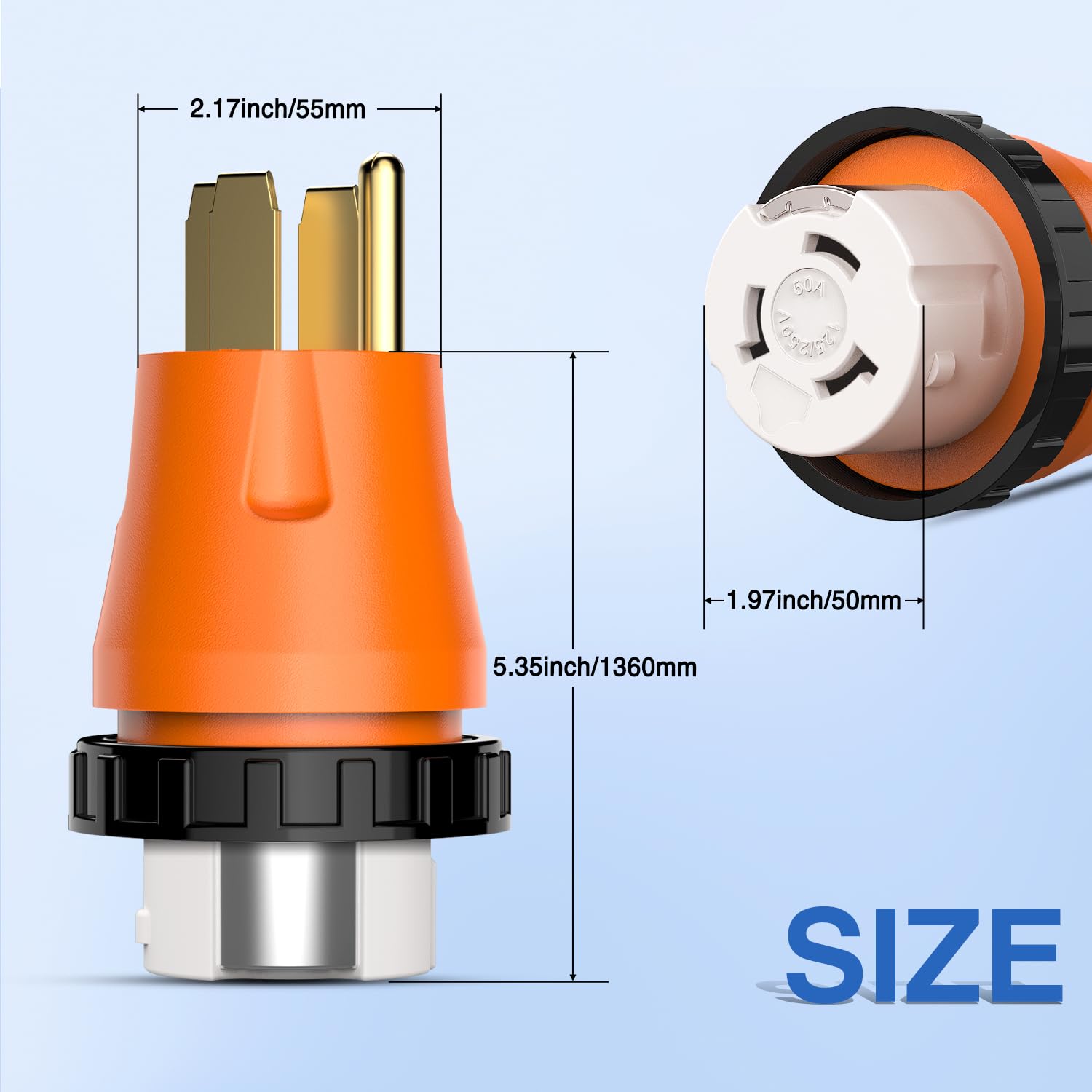 Nilight 50 Amp To 50Amp Rv Power Adapter 125/250 Volt Twist Locking Connector 14-50P To Ss2-50R 50A Male Plug To 50A Female Rece