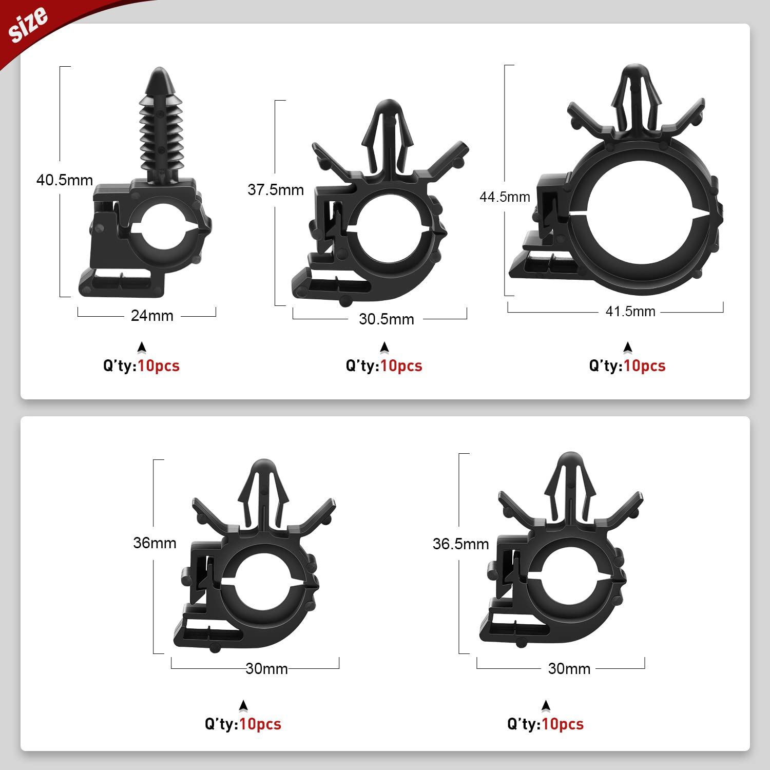 Nilight 60Pcs Automotive Wire Loom Routing Clip Wiring Harness Assortment Kit 6 Different Sizes Universal Replacement Parts With