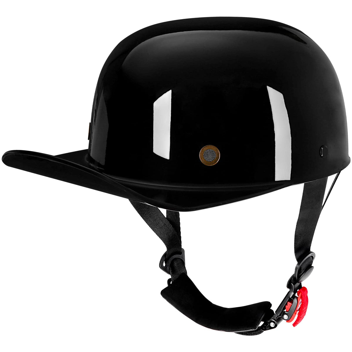 Yesmotor Baseball Style Cap Retro Motorcycle Helmet Unisex-Adult - DOT Approved (Light Black, L)