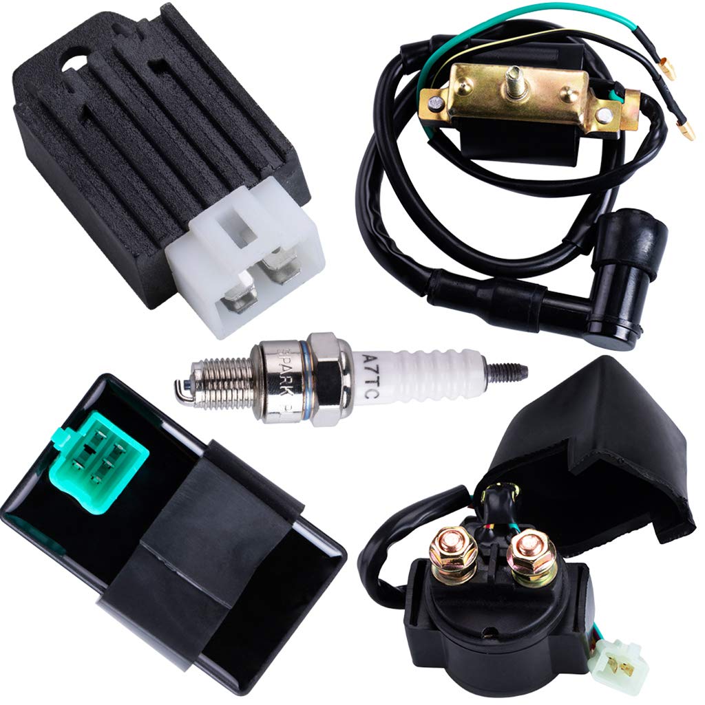 CNCMOTOK CDI Box Ignition Coil 5 Pin Regulator Rectifier Relay Spark Plug for Kazuma Meerkat 50cc Falcon 70cc 90cc 110cc Taotao 