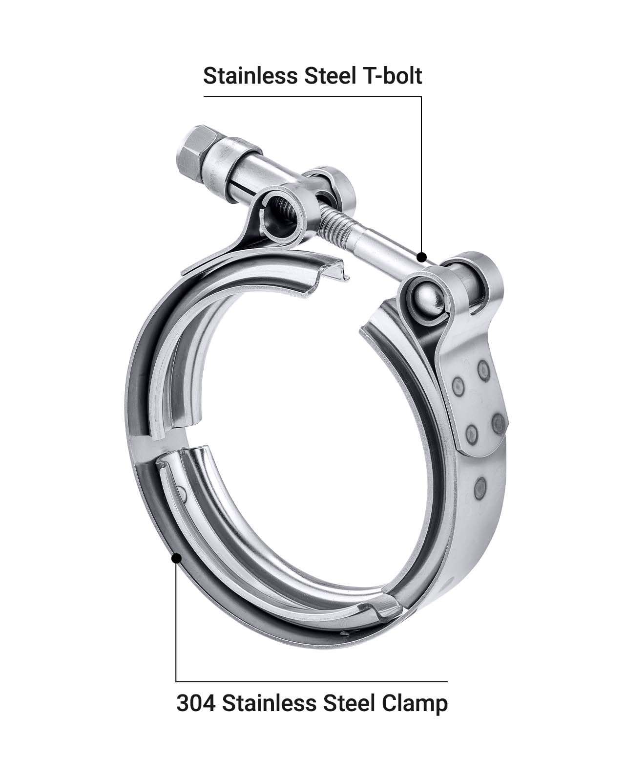 EVIL ENERGY 3.0 Inch V Band Clamp for Flange Kit Stainless Steel