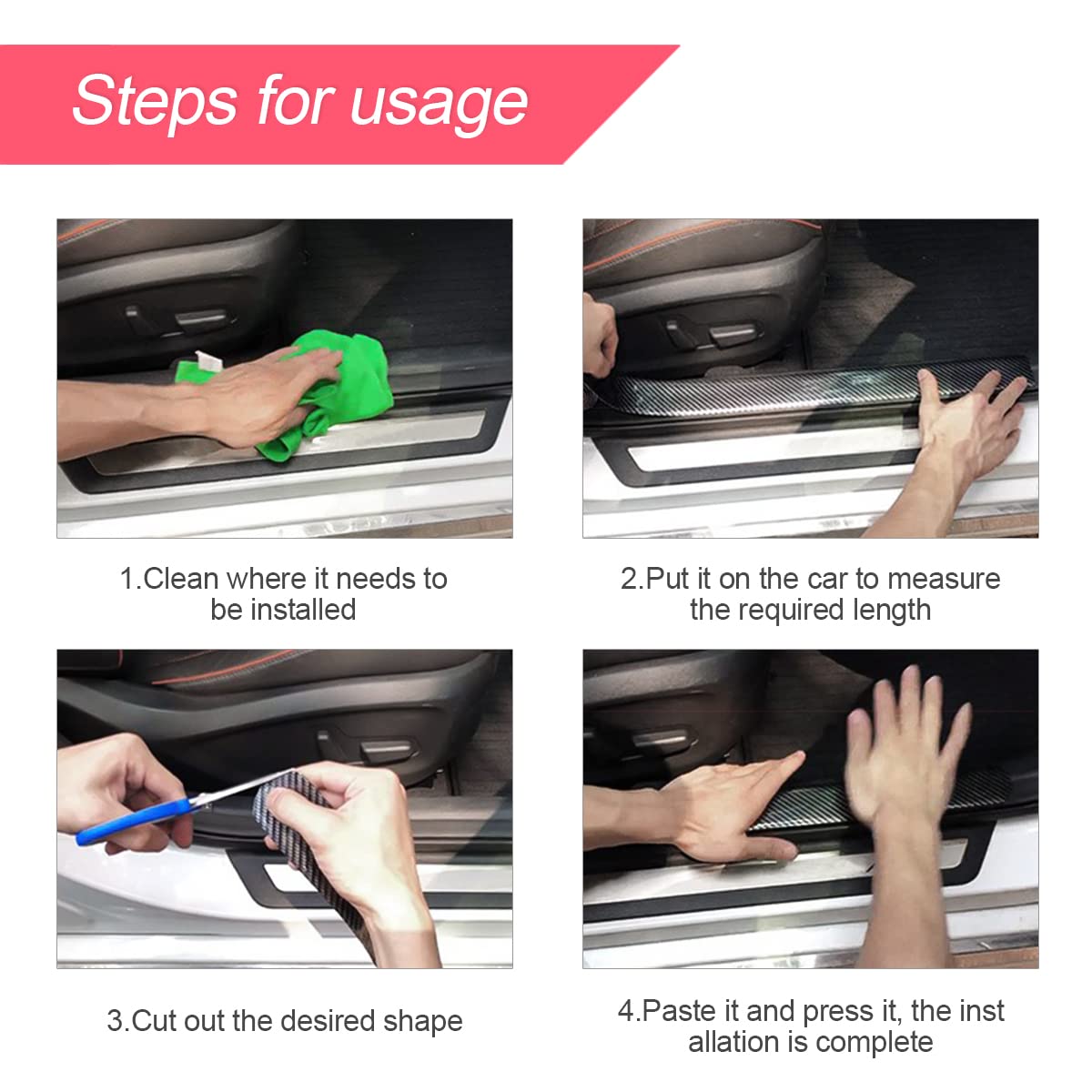 Car Door Edge Guards, Clear Invisible Carbon Fiber Auto Door Sill Protector, Anti-Collision Transparent Adhesive Strip Film, Diy