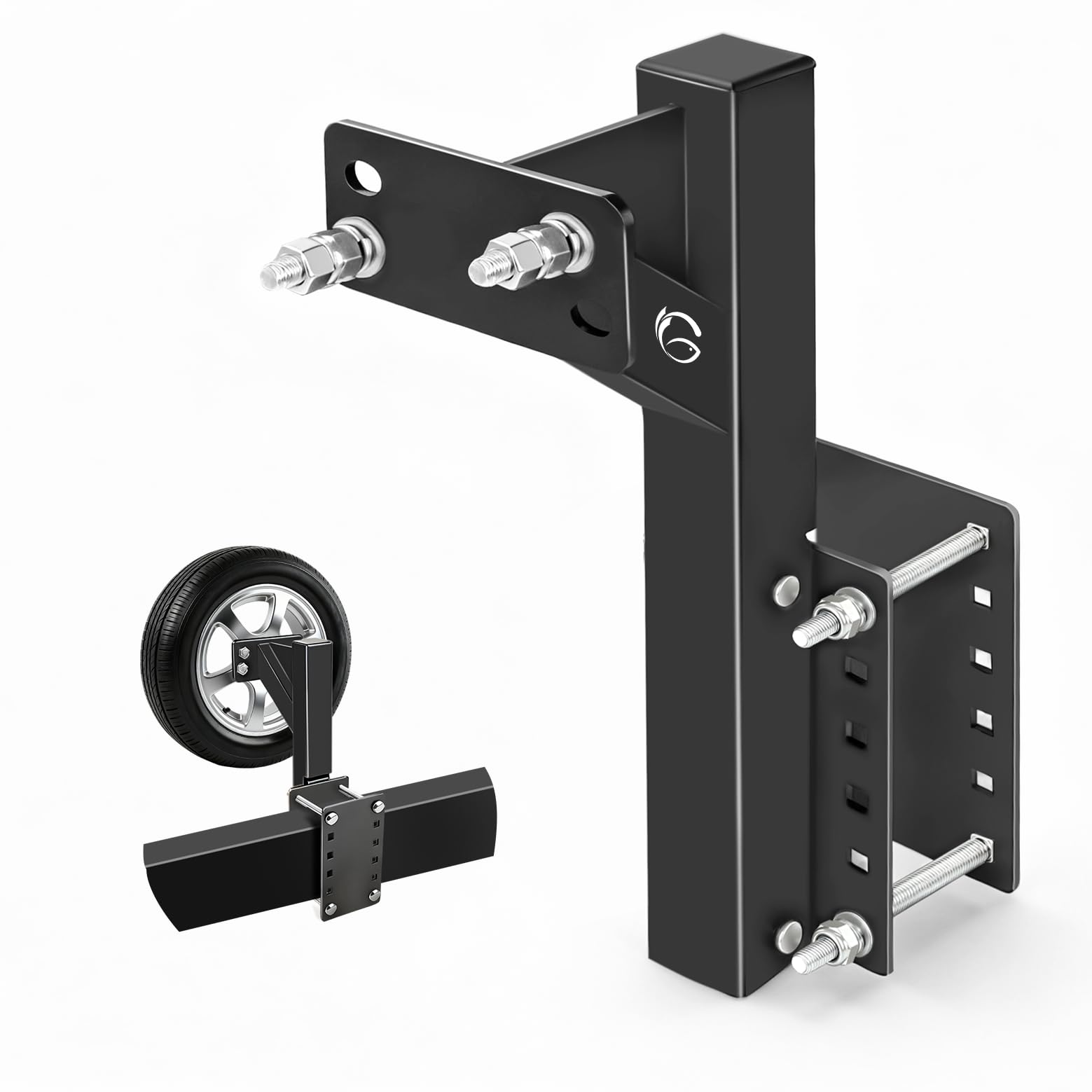 GADFISH Elevated Spare Tire Carrier Mount, Folding 17 Inch Trailer Bracket Heavy Duty Holder, Fits 4 & 5 & 6 Lugs Trailer Wheels
