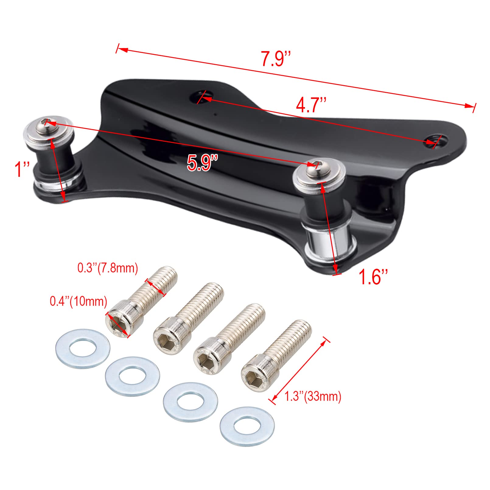 Benlari Gloss Black 4 Point Docking Hardware Kit 2014-2024 Compatible For Harley Davidson Touring Street Glide Road Glide Electr