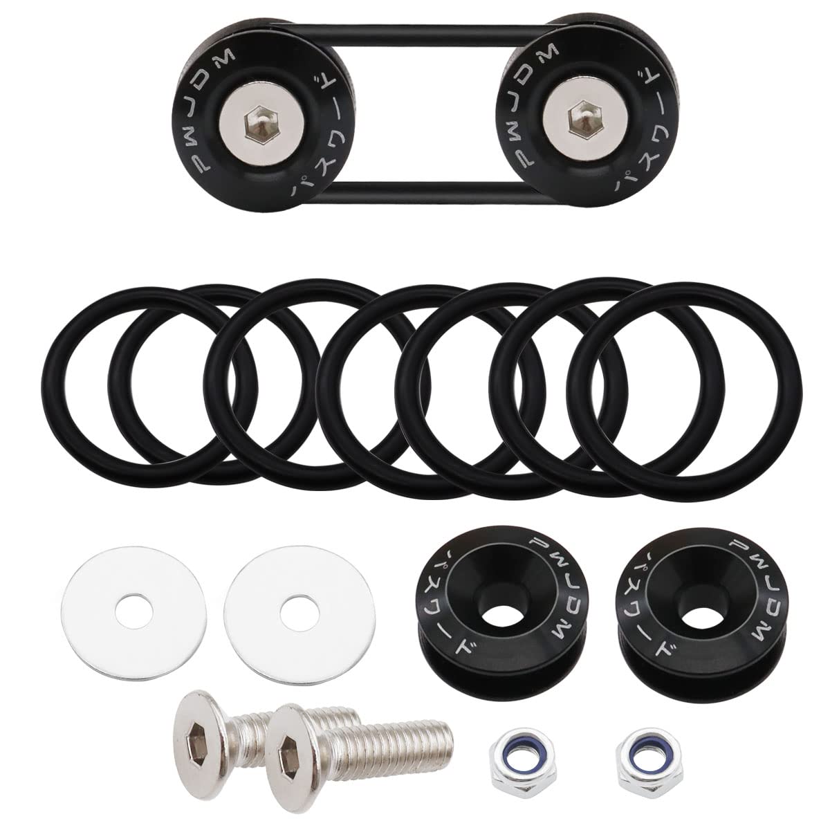 Taiss Bumper Quick Release (Black), Front And Rear Bumper Tight Plate Fixing Kits, Supporting Reinforcing Washers And Screws, Compatible With Gm Bumper Engine Hatch Kit.