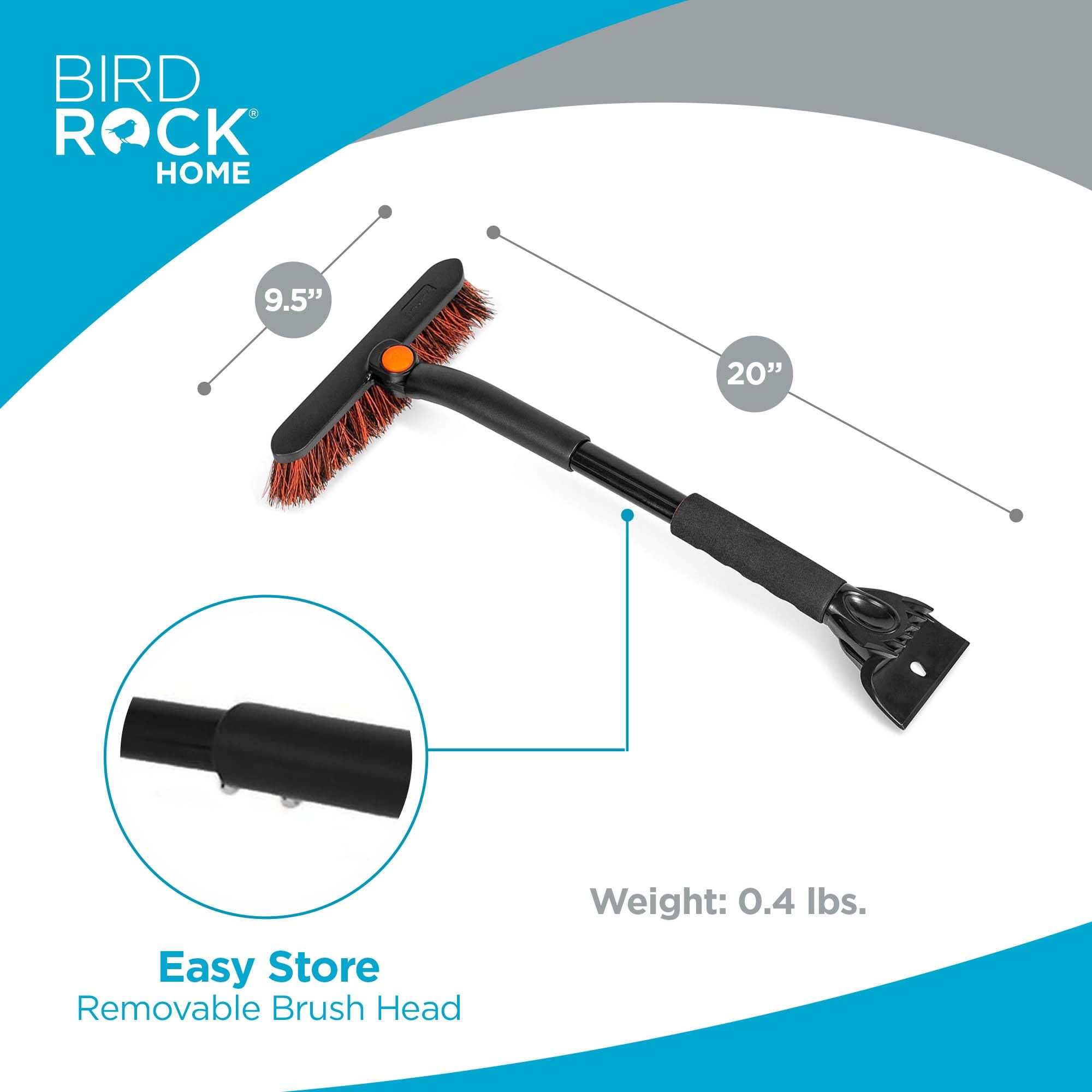 BIRDROCK HOME 20    Snow Brush w/Ice Scraper for Car | 9.5    Wide Bristle Brush, Lightweight, Extendable w/Pivoting Head | Ergo