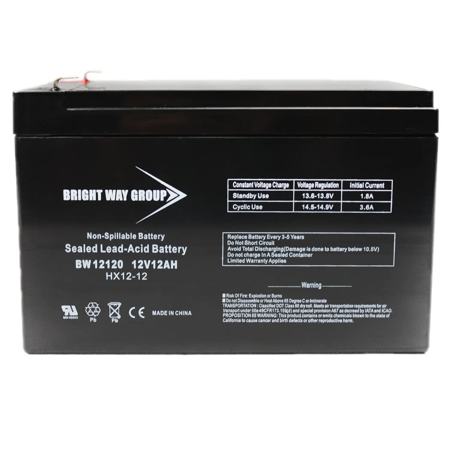 Bright Way Group Bw 12120 F1 (0193) Bwg 12120 F1 Sealed-Lead Acid Battery