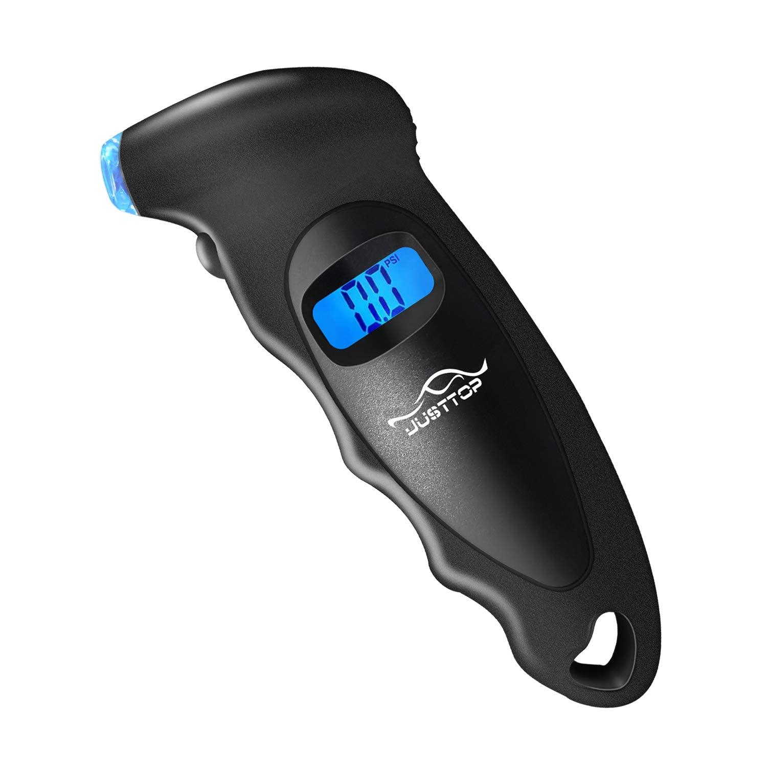 JUSTTOP Digital Tire Pressure Gauge, 150PSI 4 Setting for Cars, Trucks and Bicycles, Backlit LCD and Anti-Skid Grip for Easy and