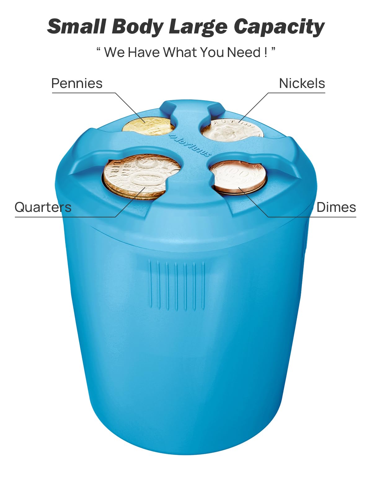 Joytutus Car Coin Holder - High Capacity, Universal Fit For Most Cars, Trucks - Sort Coins (Blue), 1 Pack