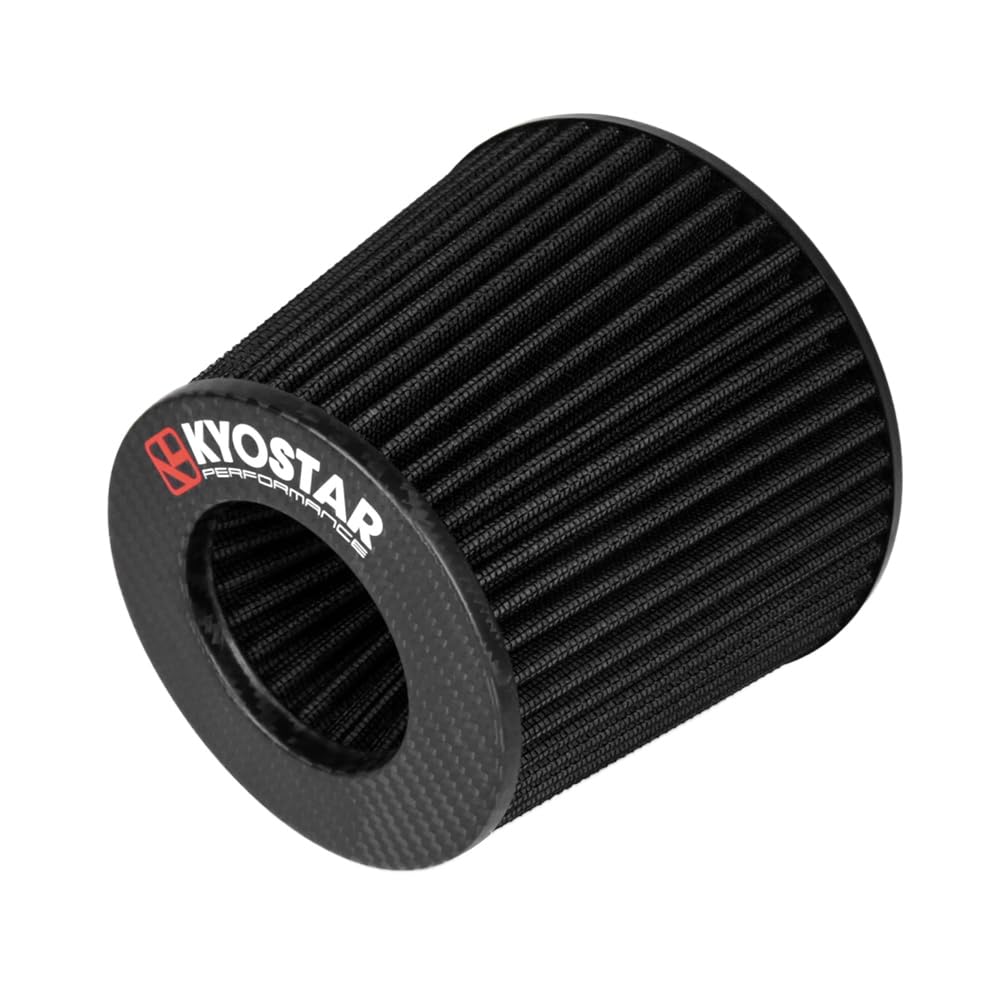 Kyostar Universal Carbon Fiber 3 Inch 76mm Air Intake Cone Filter Replacement Quality Dry Air Filter, Black