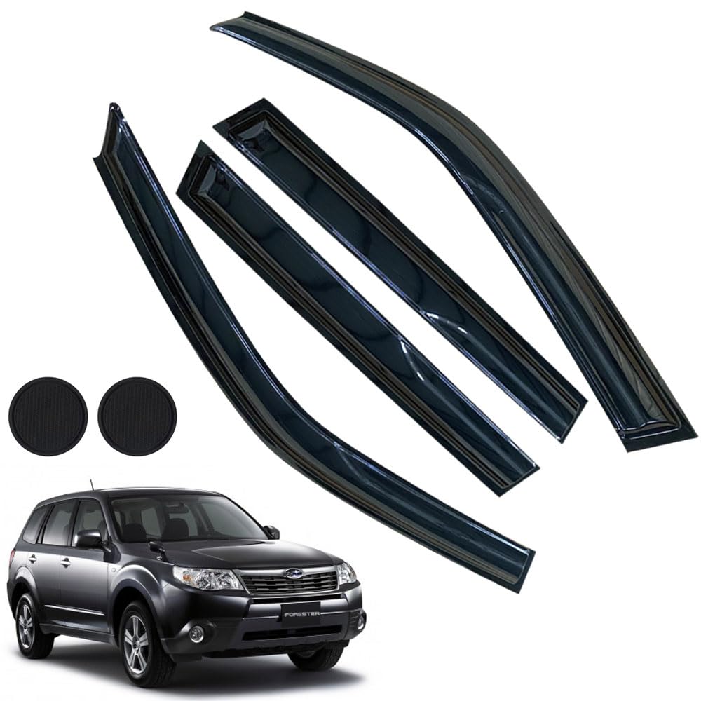 Letingfar Rain Guards For Subaru Forester 2009-2013, Tape-On Side Window Deflectors For Subaru Forester, Window Visors For Subar