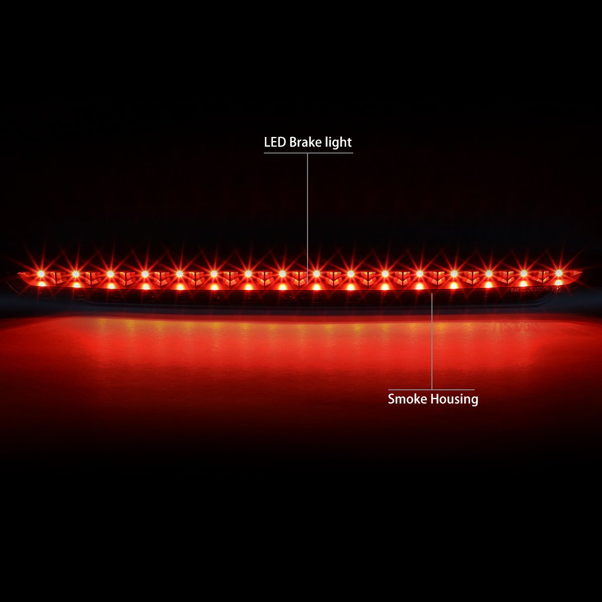 DNA MOTORING 3BL-CMTY07-LED-BK-SM Black Housing LED Third Tail Brake Light [Compatible with 07-14 Chevy Suburban 1500 2500/07-14