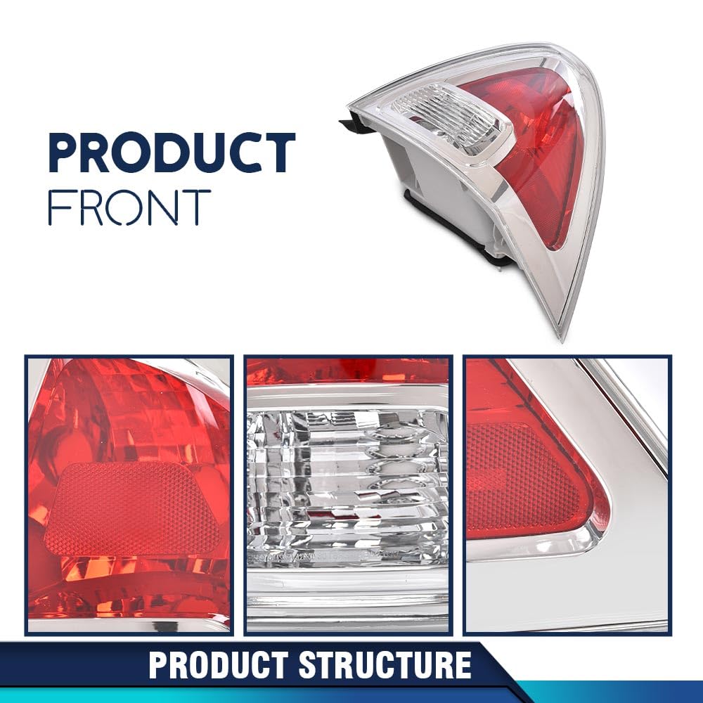 Pit66 Halogen Tail Lights Set W/O Bulbs Compatible With Ford Fusion (Submodel: S, Se, Sel) 2006-2009 Clear & Red Lens 2Pcs 6E5Z1