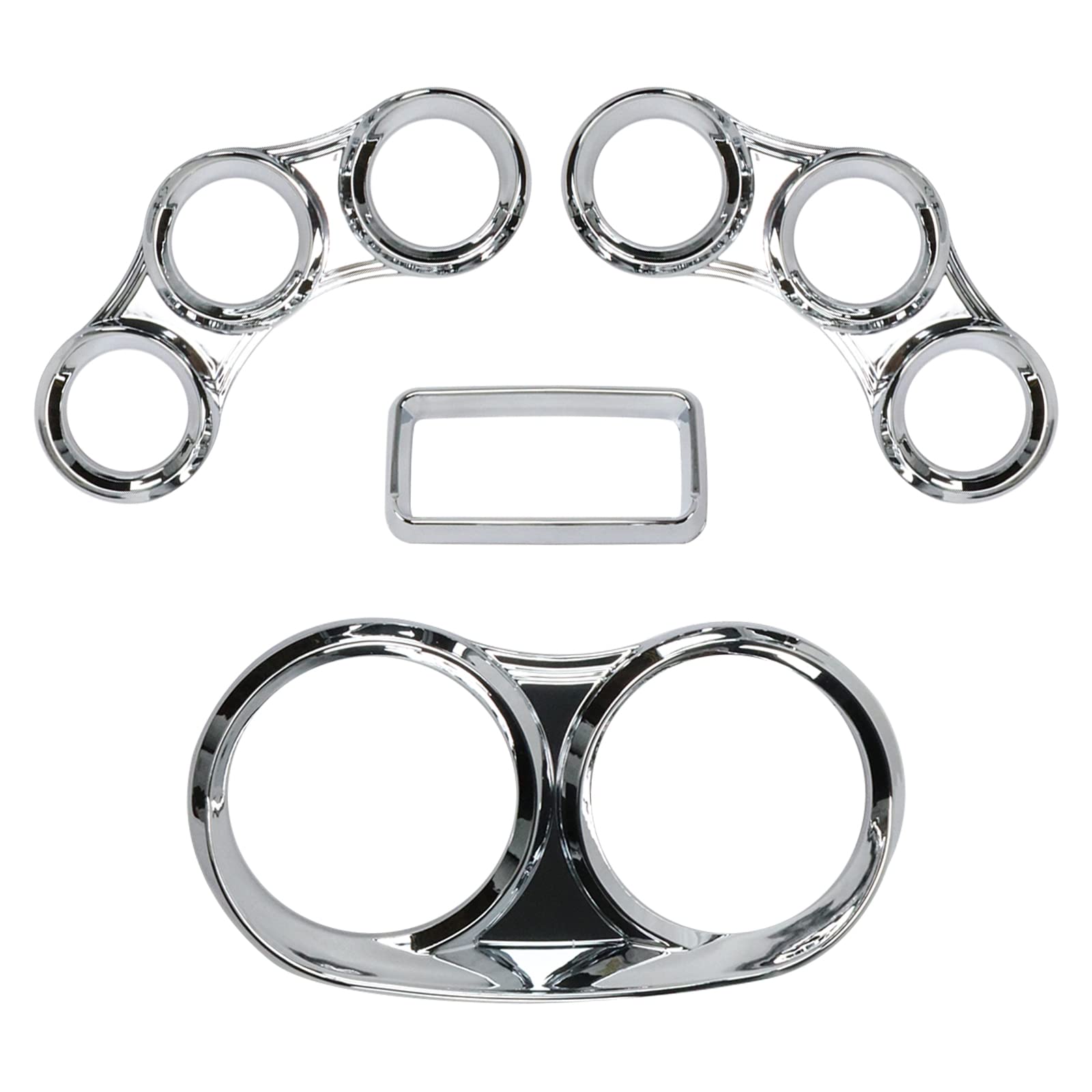 LOSTAR Peterbilt Center Gauge Cover Kit, Instrument Dash Gauge Covers with Visor Chrome Fits 2006-2020 Peterbilt 379 384 386 387