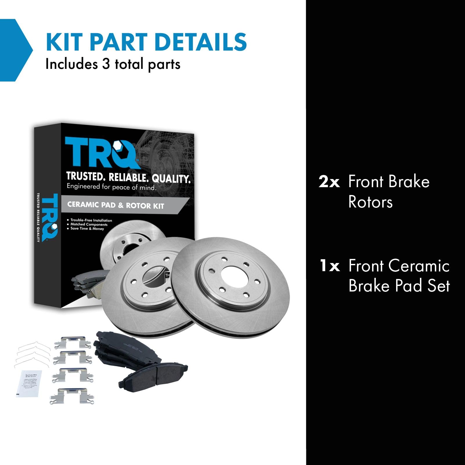 Trq Front Brake Pad & Rotor Kit Brake Pads Brake Rotor Ceramic Compatible With 2005-2021 Nissan Frontier 2005-2012 Pathfinder 20