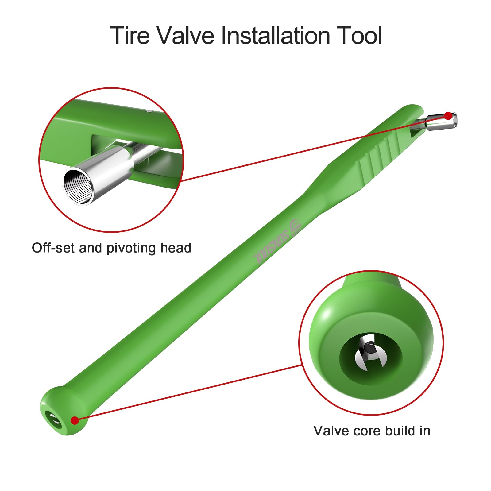 Sunsoul Tire Valve Stem Puller,Installer Tool, Tire Valve Core Removal Tool, Tire Valve Insertion Tool 12    Length, Green