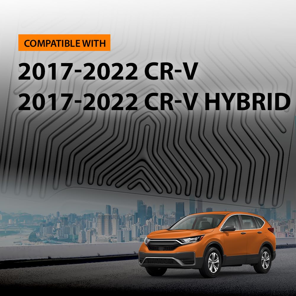 G-PLUS Floor Mats Compatible with Honda CR-V 2017-2022, Compatible with Honda CR-V Hybrid 2017-2022 TPE Floor Liners 3 Piece Bla