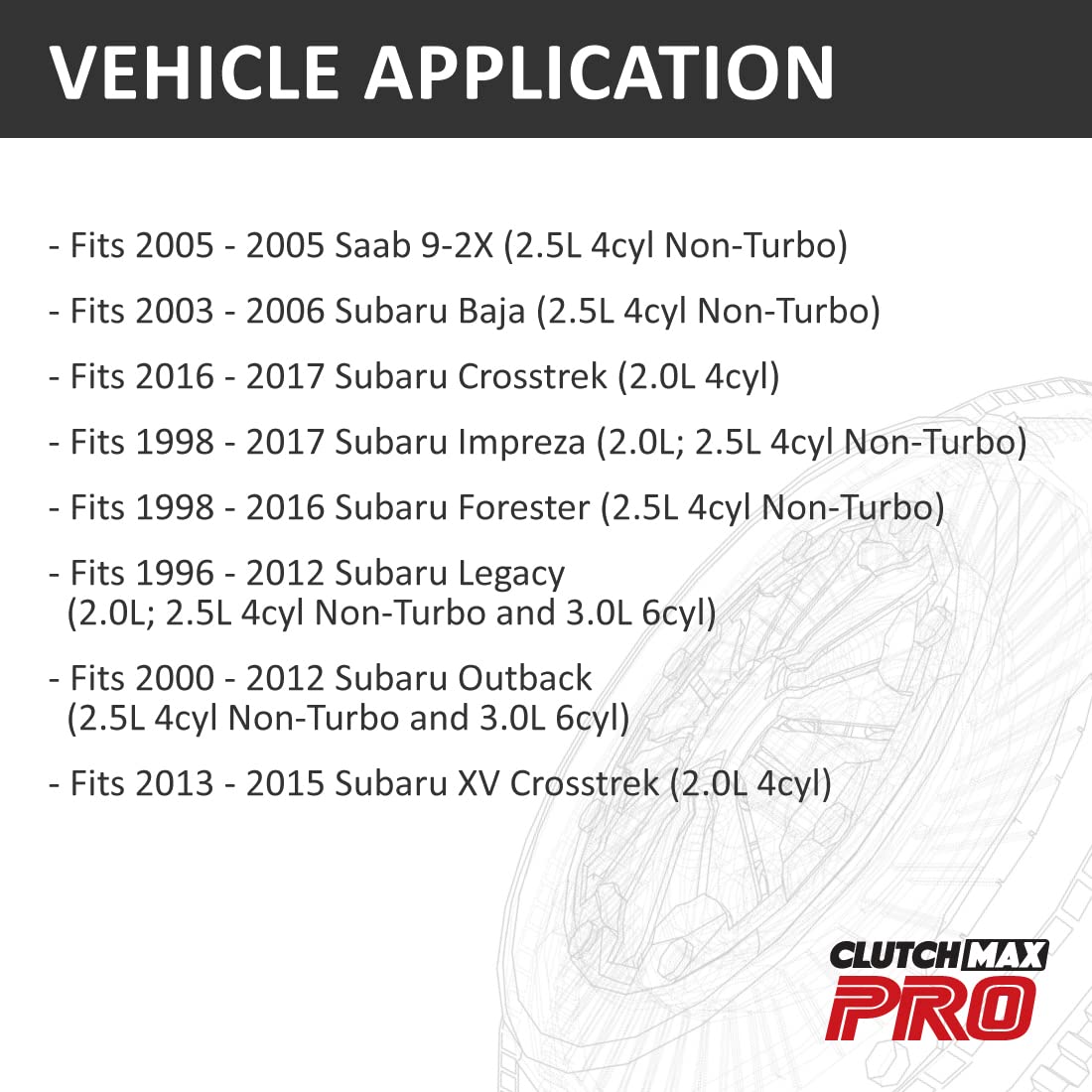 ClutchMaxPRO Heavy Duty OEM Clutch Kit with Flywheel Compatible with Subaru Baja Crosstrek Forester Impreza Legacy Outback Saab
