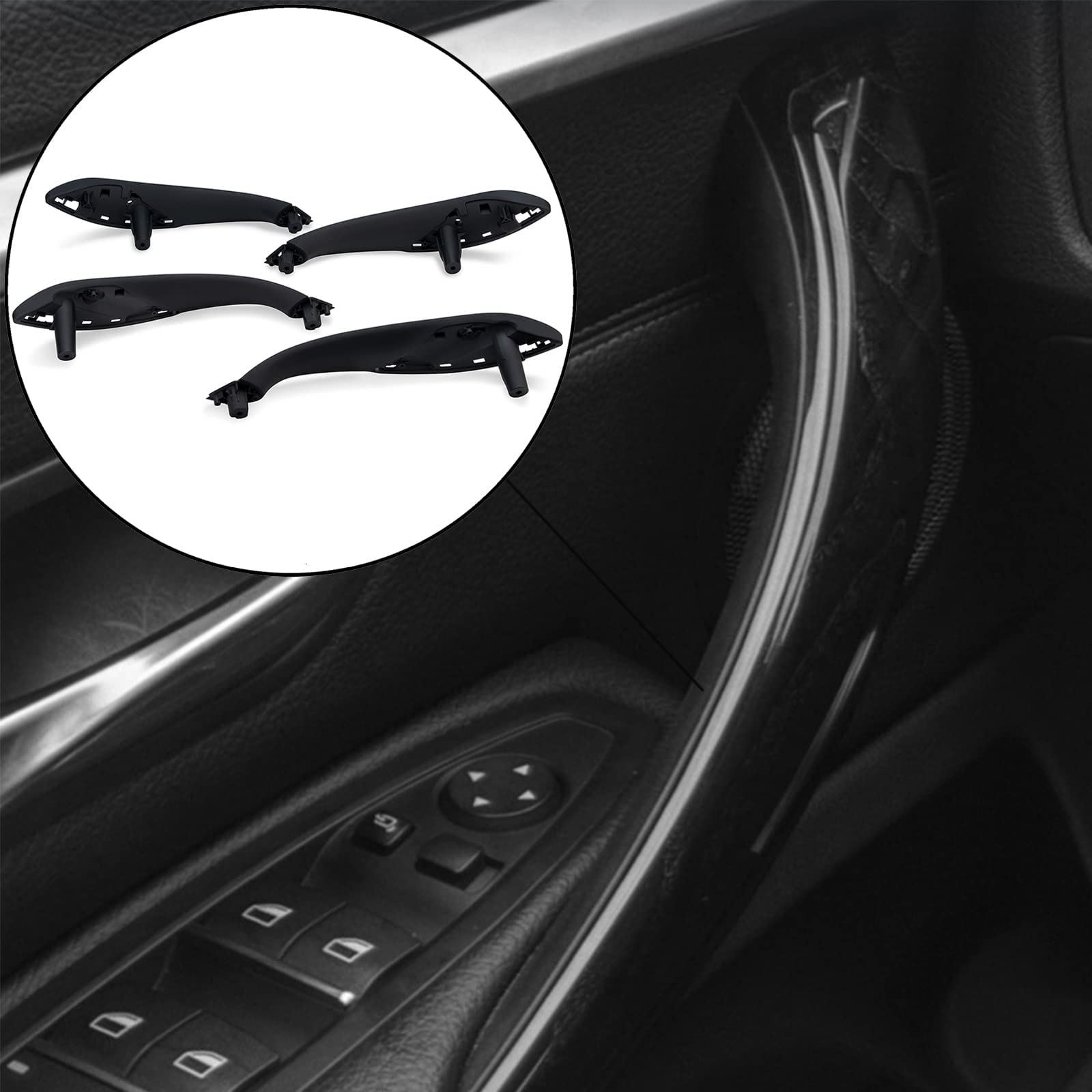 WEILEITE Black Front Interior Door Pull Handles Trim Set for BMW 3 Series & 4 Series (2012-2018, 2014-2017) - 4 Pcs, Replace