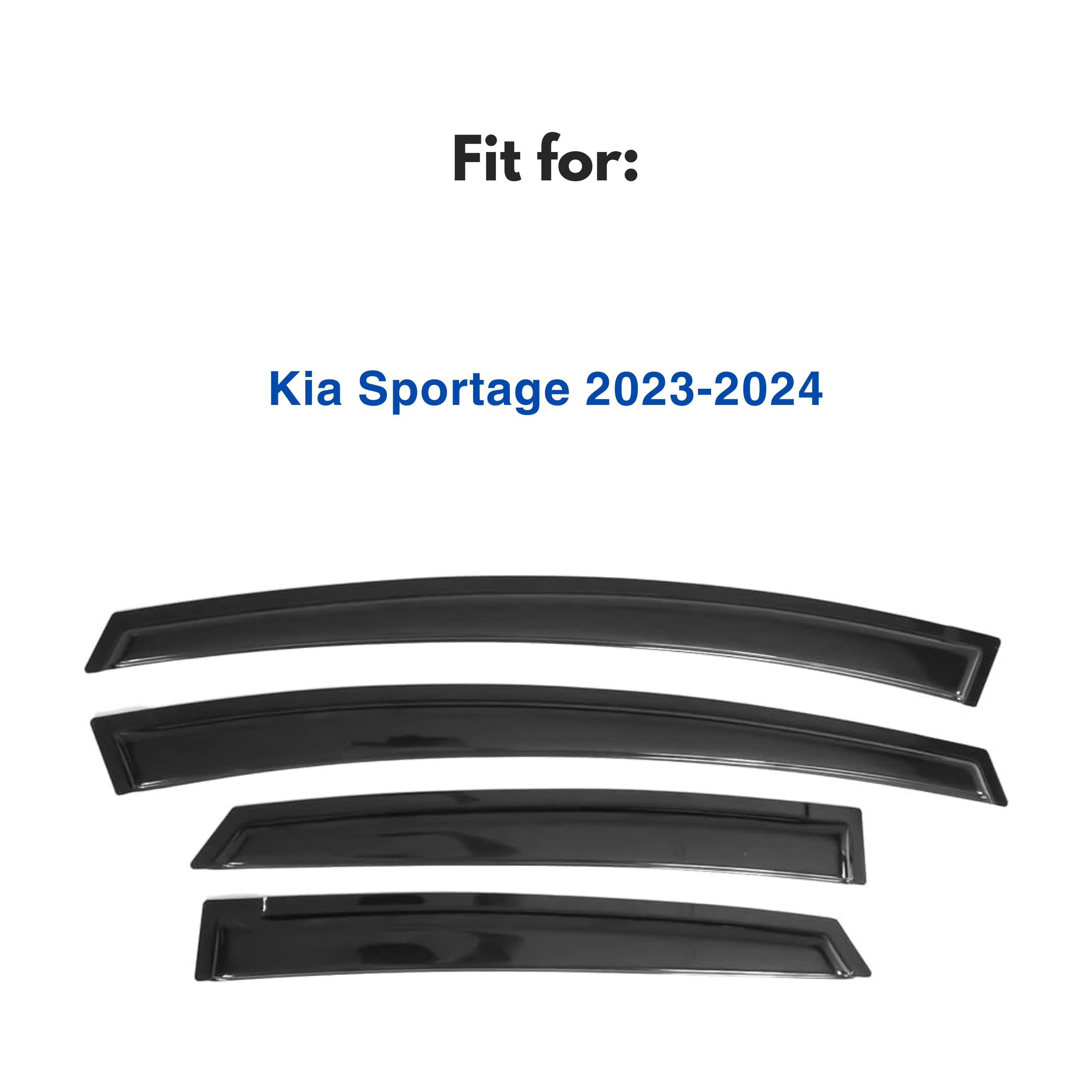 Ig Window Visor For Kia Sportage 2023-2024, Rain Guard Tape-On Extra Durable Sun Wind Side Vent Window Deflector, 2023 2024
