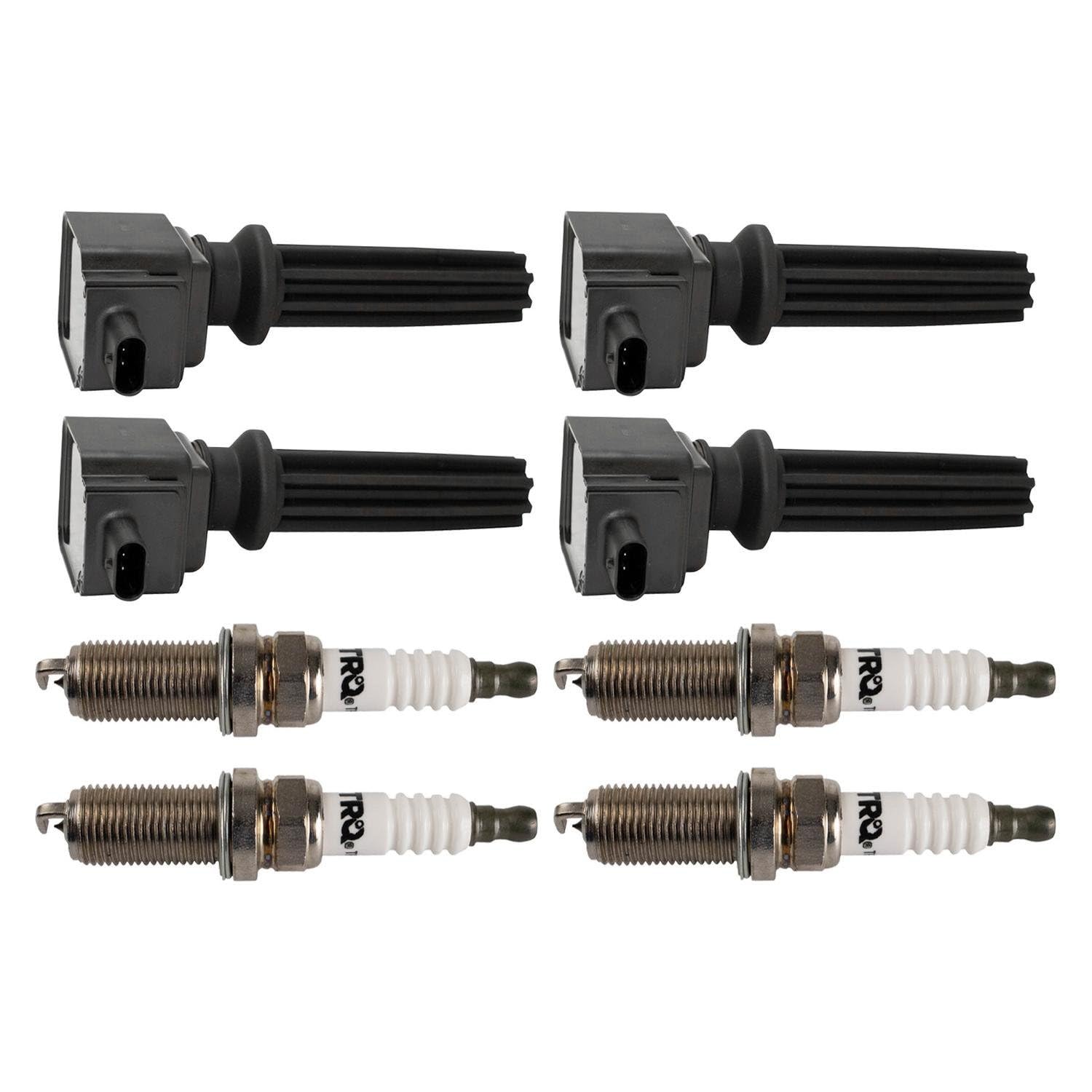 Trq Ignition Kit Ignition Coil Spark Plugs Compatible With 2018-2021 Ford Ecosport 2017-2018 Fusion