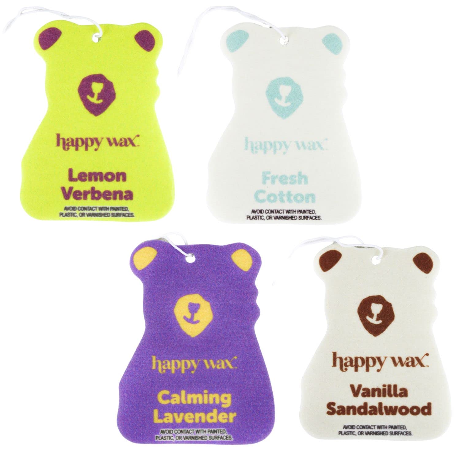 Happy Wax Relax And Refresh Mix Hanging Car Cub Air Fresheners Infused With Natural Essential Oils, 4 Ct. Variety Pack - Contain