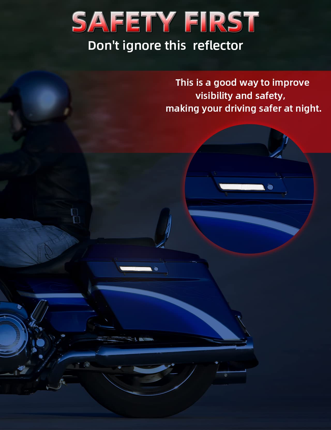 Amazicha Saddlebag Saddle Bag Reflectors Black Latch Cover Side Visibility Compatible For Harley Davidson Touring Road King Street Electra Road Glide 1993-2013 (Left & Right)