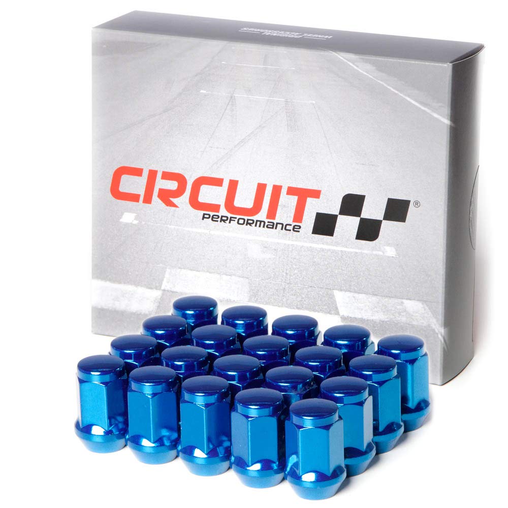 Circuit Performance 12X1.5 Blue Closed End Bulge Acorn Lug Nuts Cone Seat Forged Steel (20 Pieces)